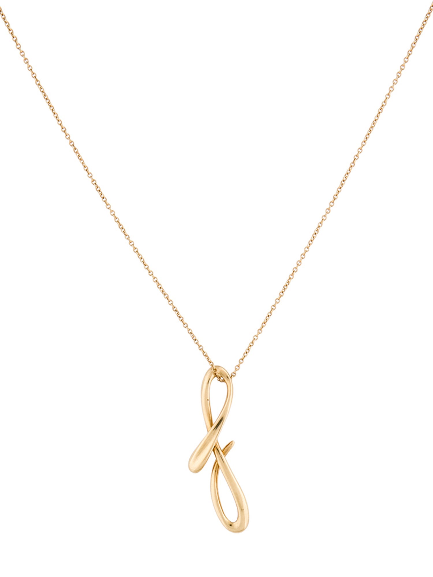 Tiffany & Co. 18K Alphabet Letter 'F' Pendant Necklace
