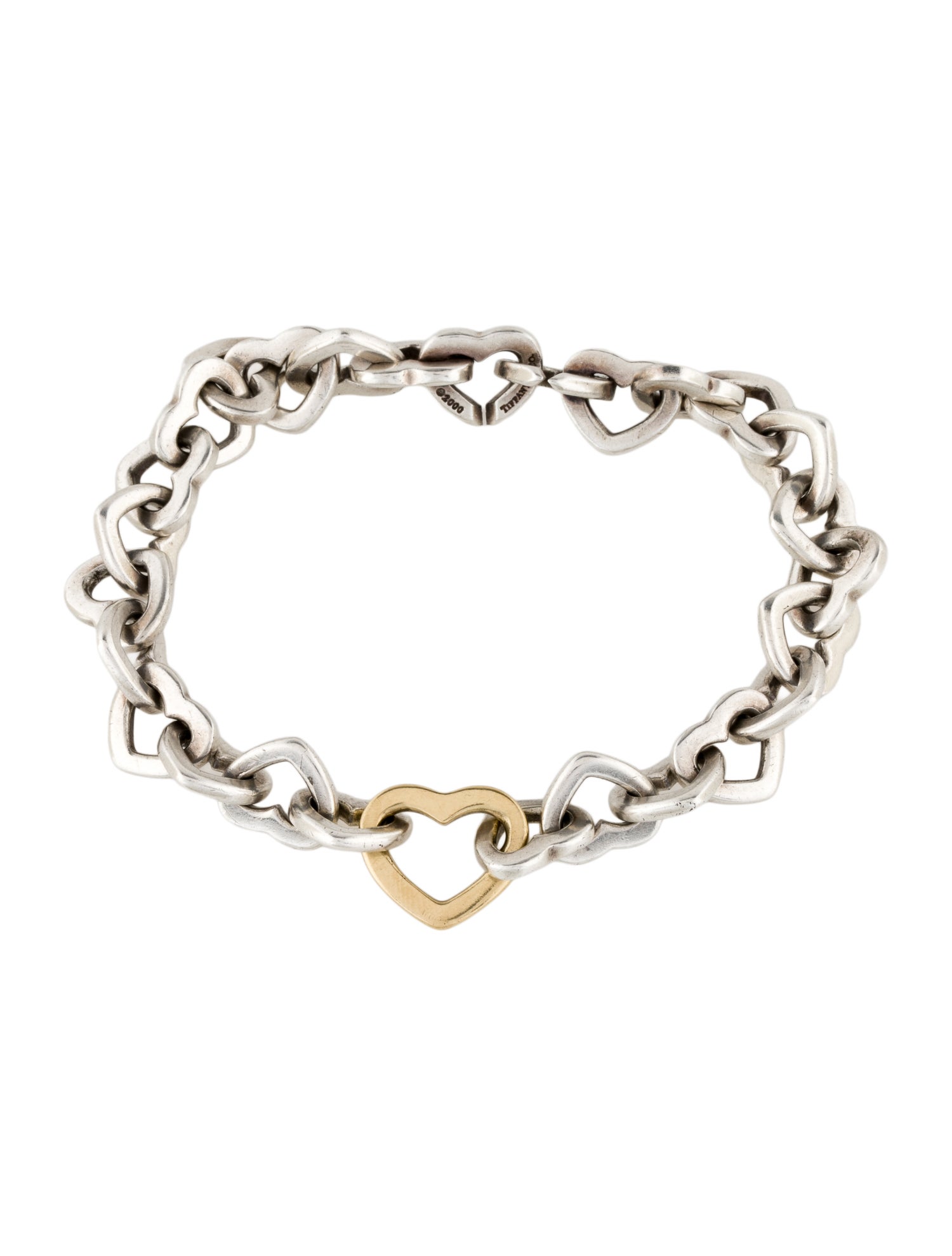 Tiffany & Co. Vintage Two-Tone Heart Link Bracelet
