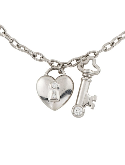 Tiffany & Co. Platinum Diamond Heart Lock & Key Charm Bracelet