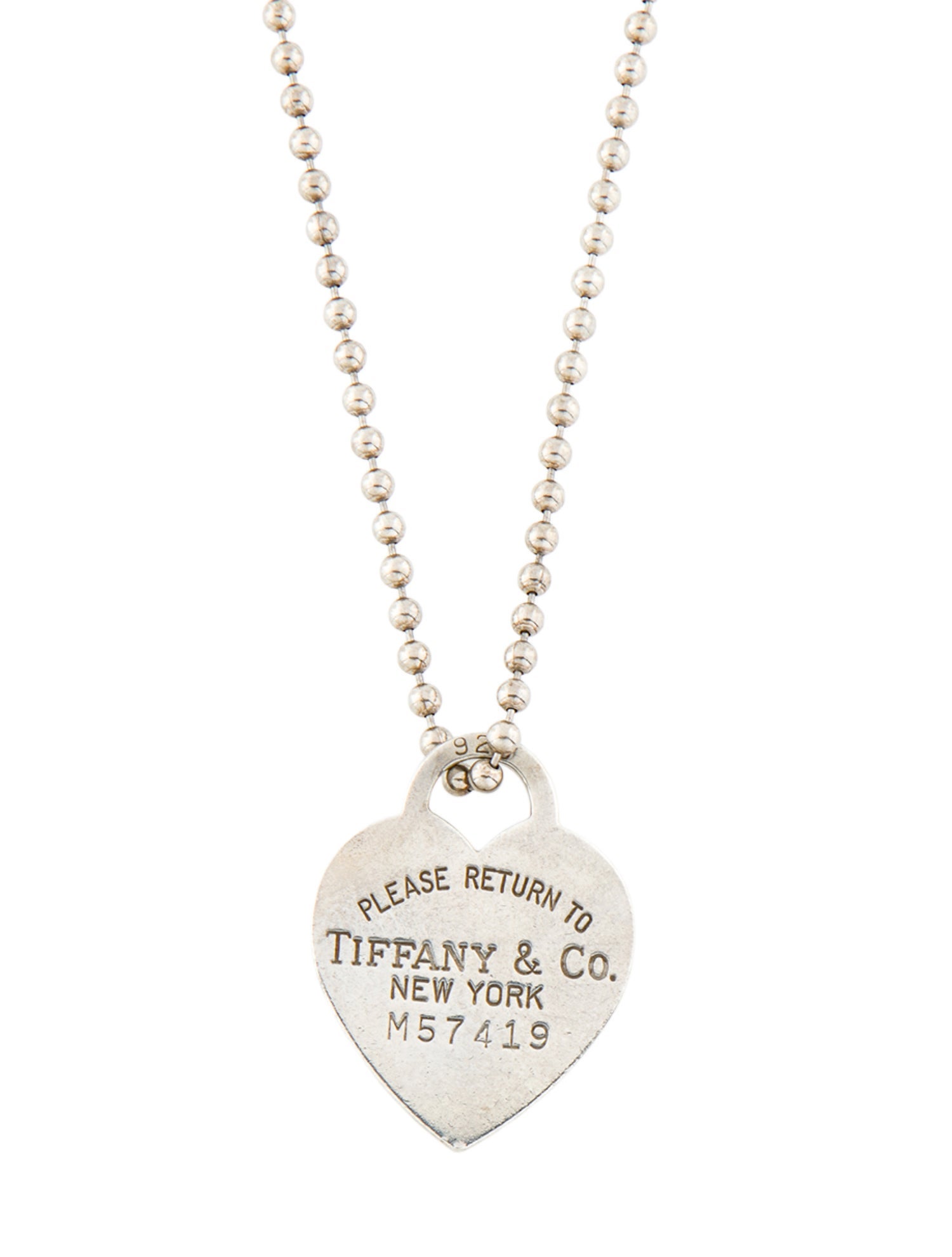 Tiffany & Co. Heart Tag Pendant Beaded Chain Necklace