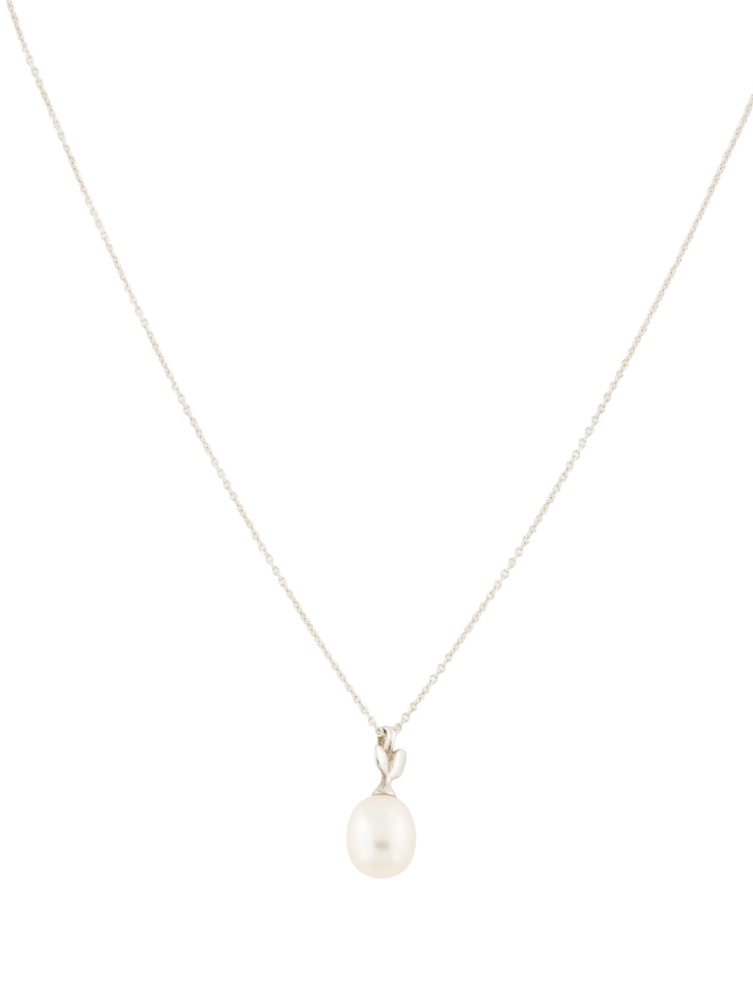 Tiffany & Co. Pearl Olive Leaf Pendant Necklace