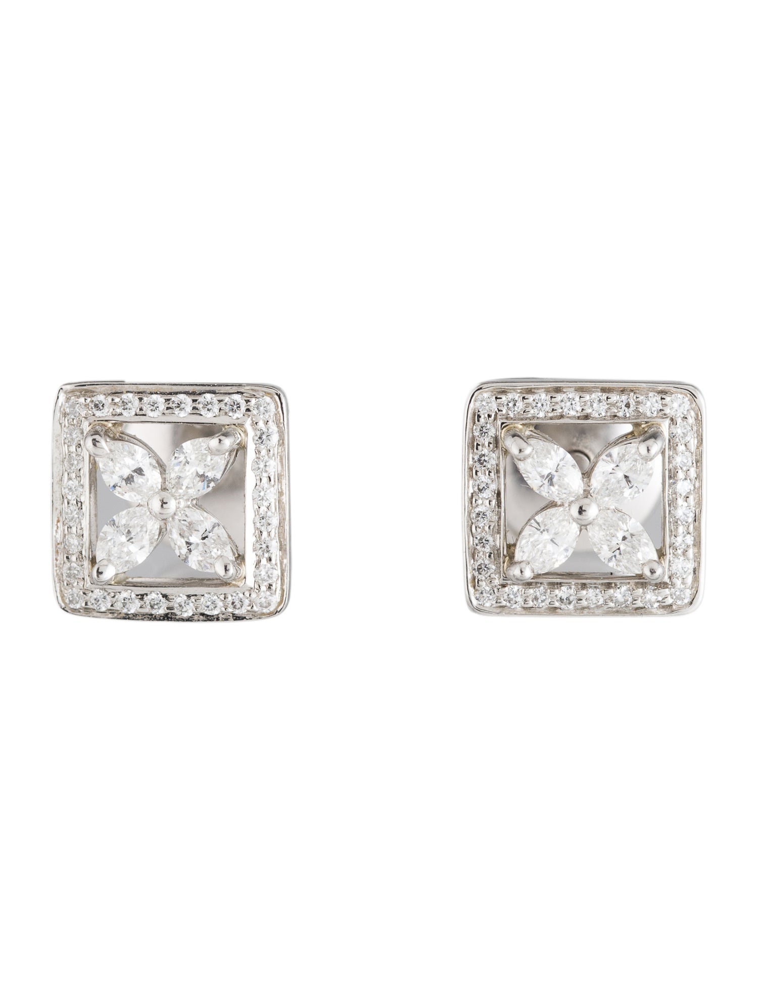 Tiffany & Co. Platinum Diamond Square Victoria Stud Earrings
