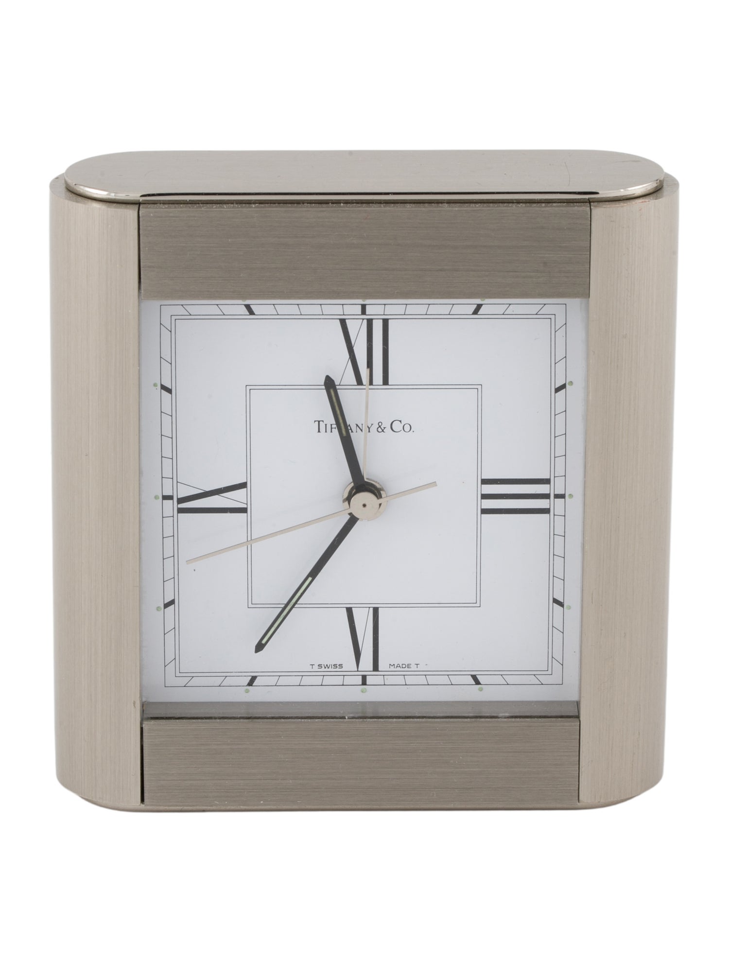 Tiffany & Co. Brushed Nickel Alarm Clock