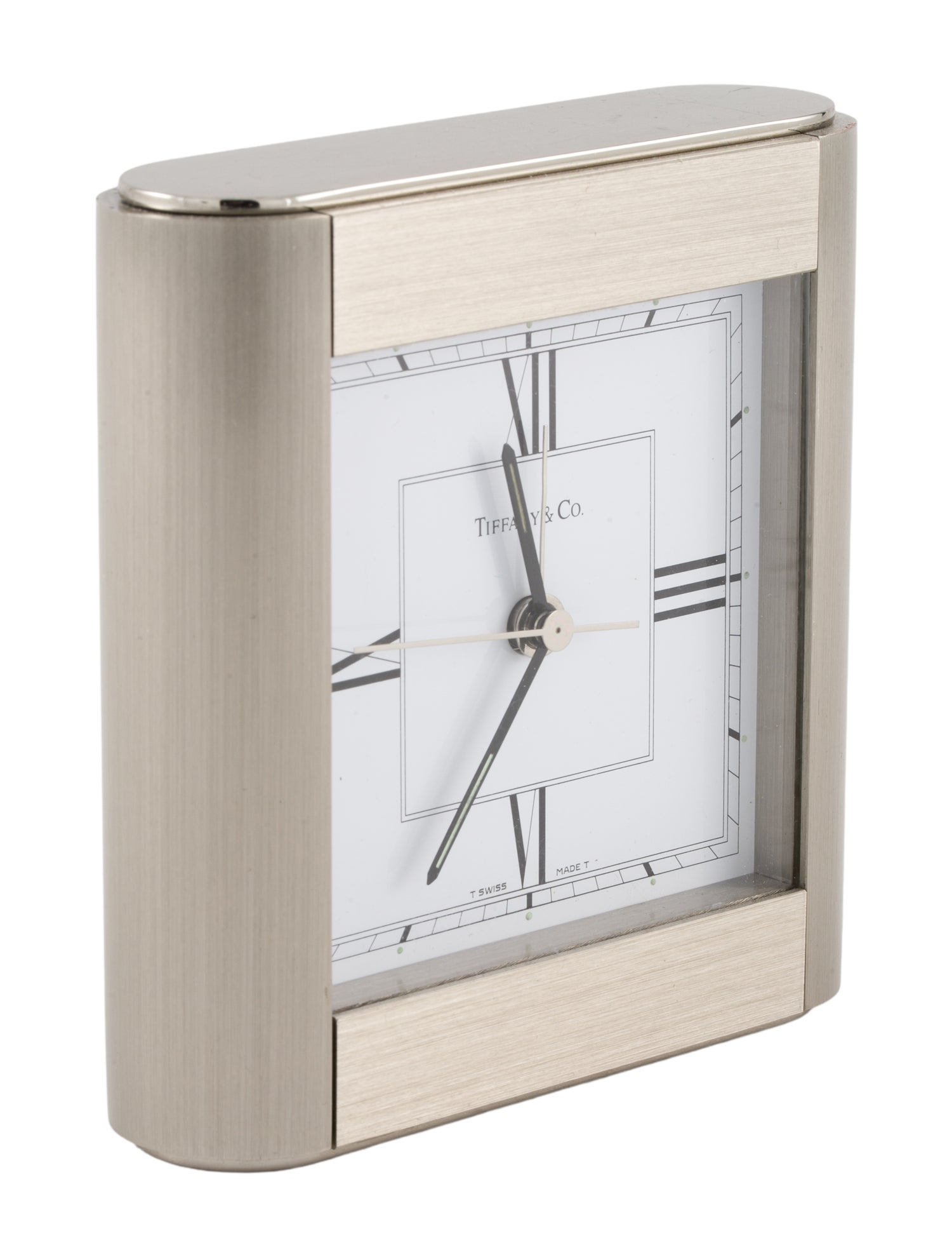 Tiffany & Co. Brushed Nickel Alarm Clock