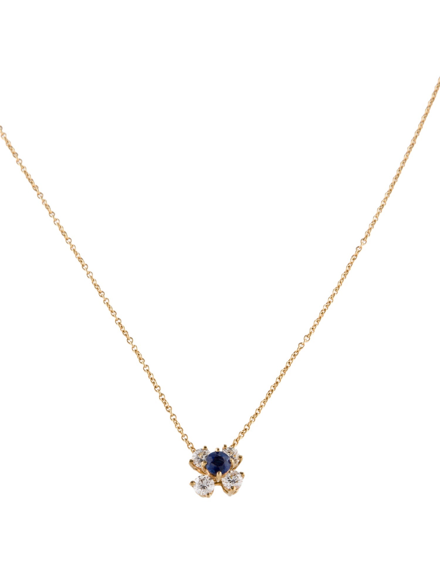 Tiffany & Co. 18K Diamond & Sapphire Pendant Necklace