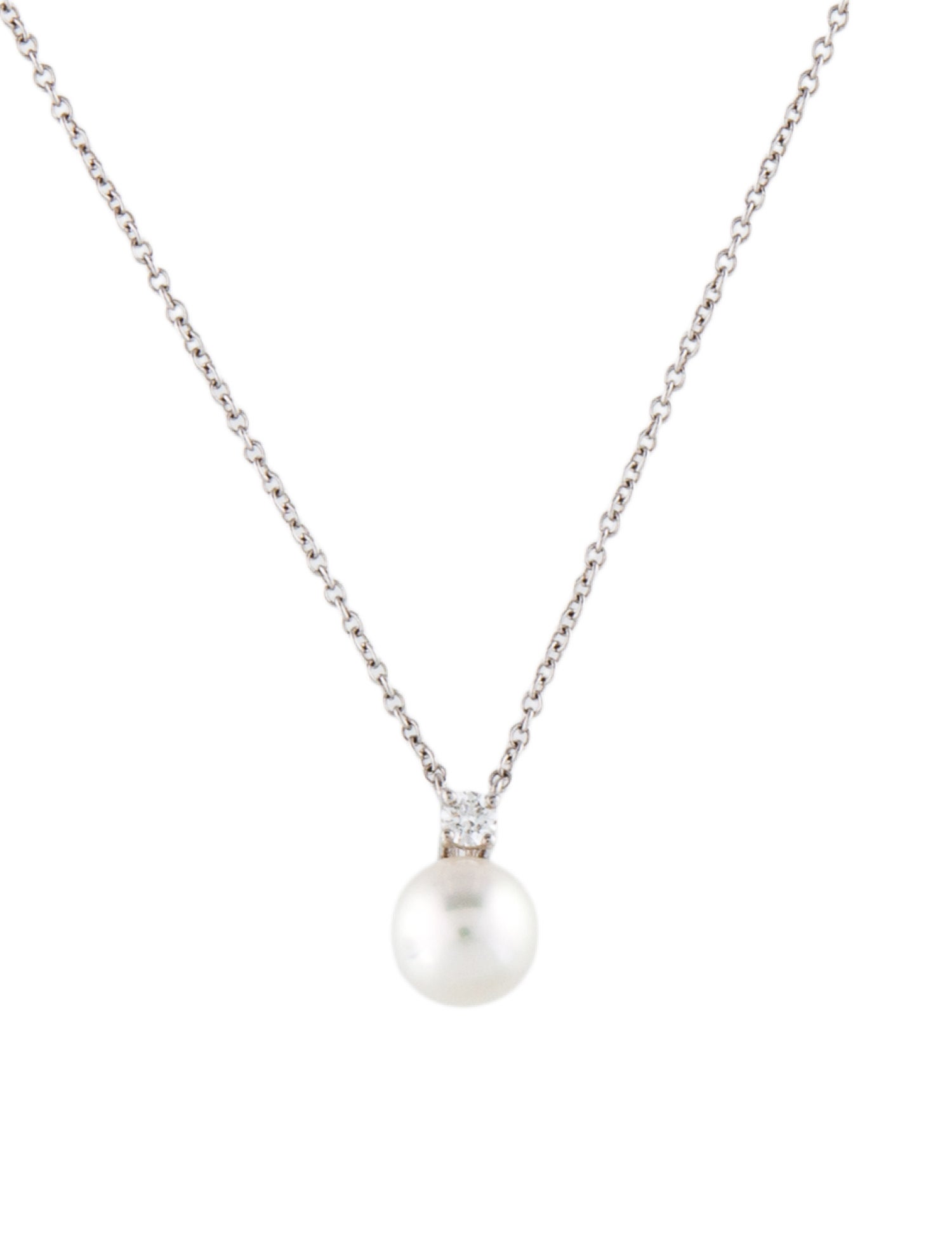 Tiffany & Co. 18K Akoya Pearl & Diamond Pendant Necklace