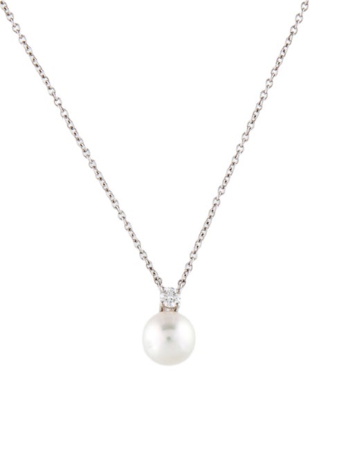 Tiffany & Co. 18K Akoya Pearl & Diamond Pendant Necklace