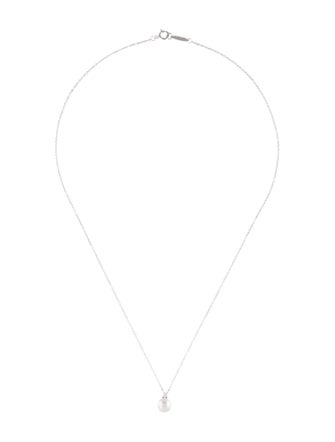 Tiffany & Co. 18K Akoya Pearl & Diamond Pendant Necklace