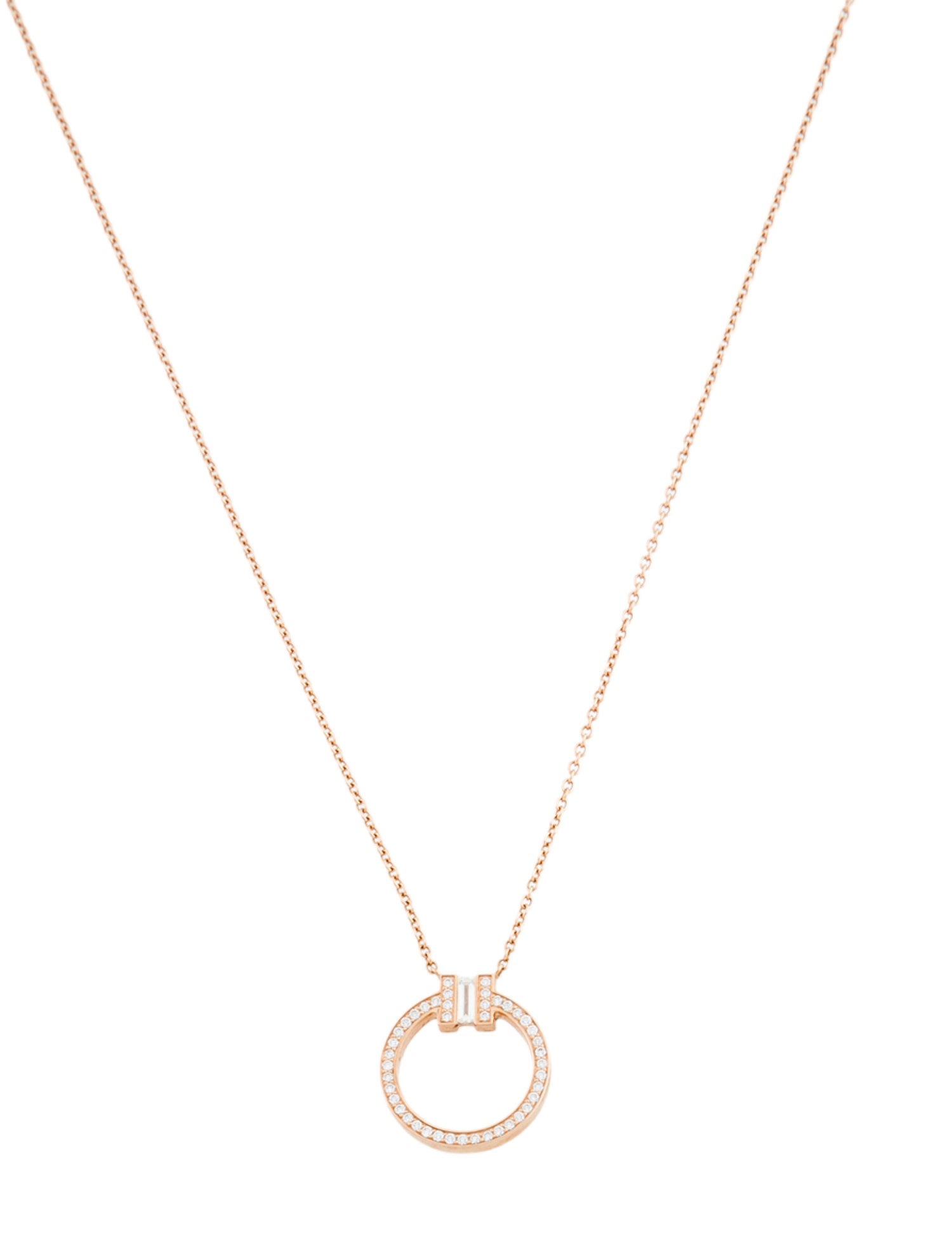 Tiffany & Co. 18K Diamond T Circle Pendant