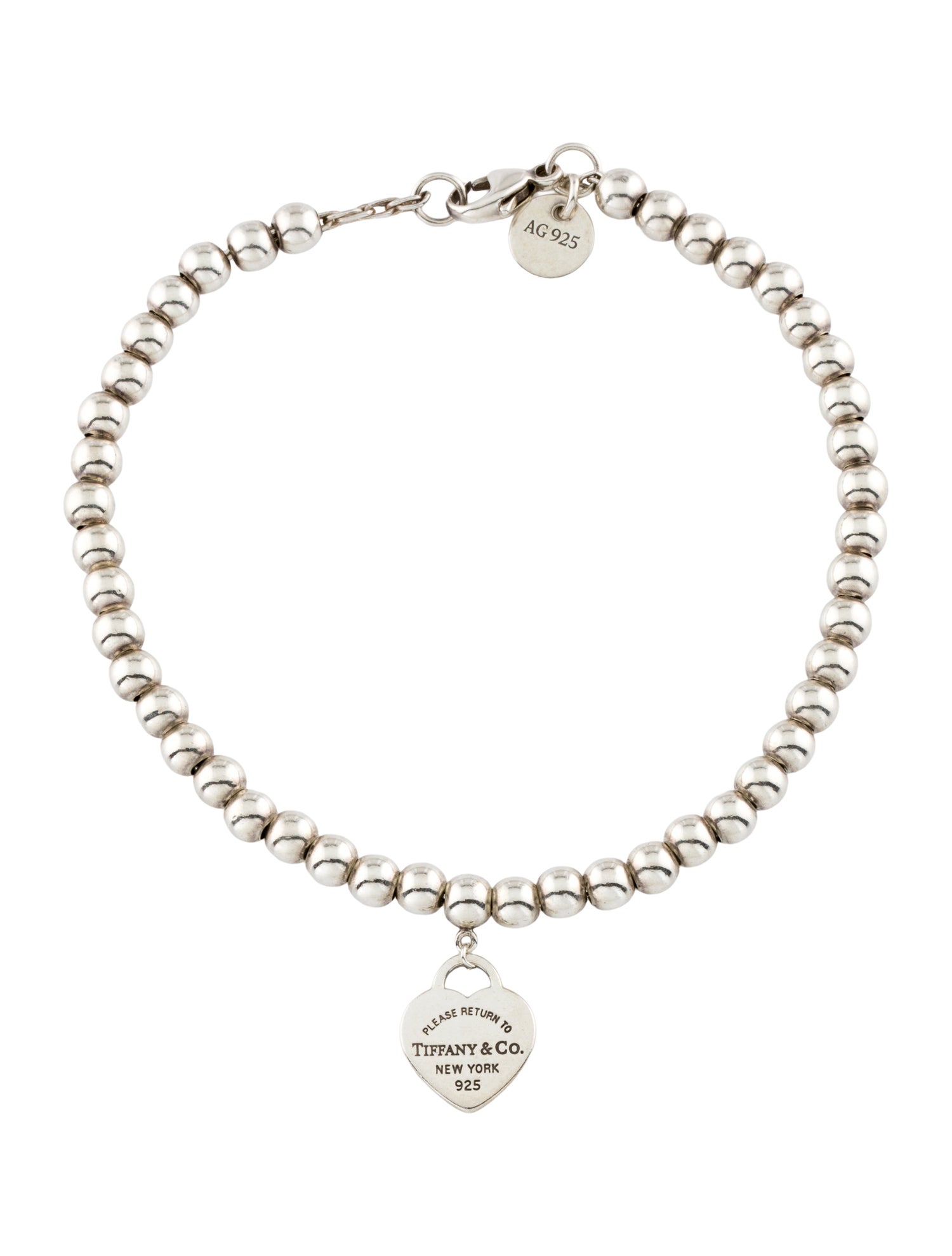 Tiffany & Co. Enamel Heart Tag Bead Bracelet
