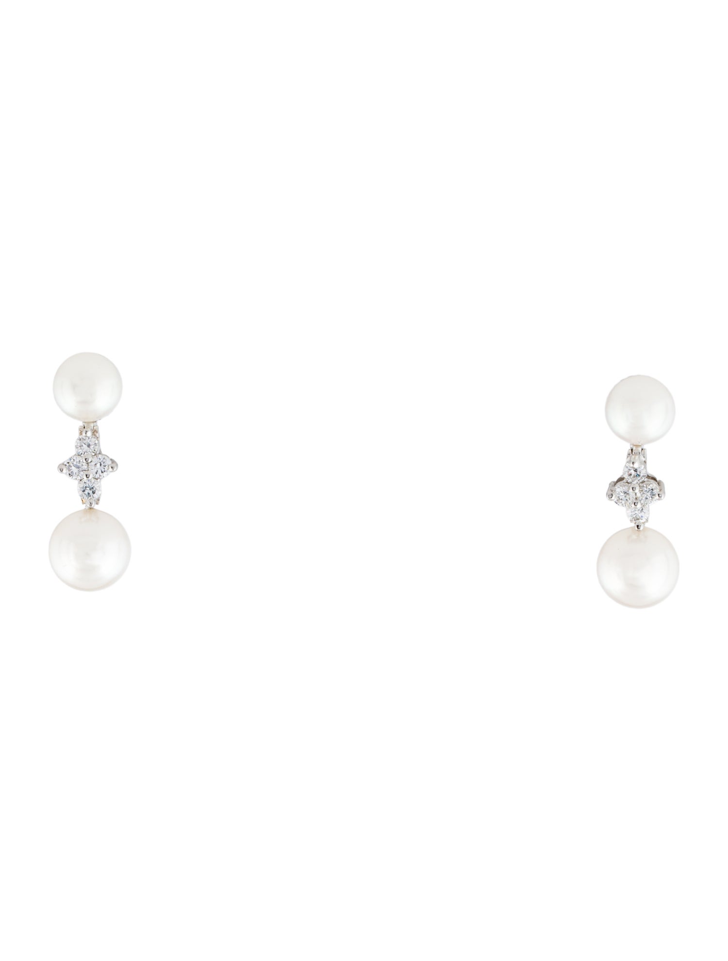 Tiffany & Co. Platinum Pearl & Diamond Aria Drop Earrings