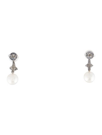 Tiffany & Co. Platinum Pearl & Diamond Aria Drop Earrings