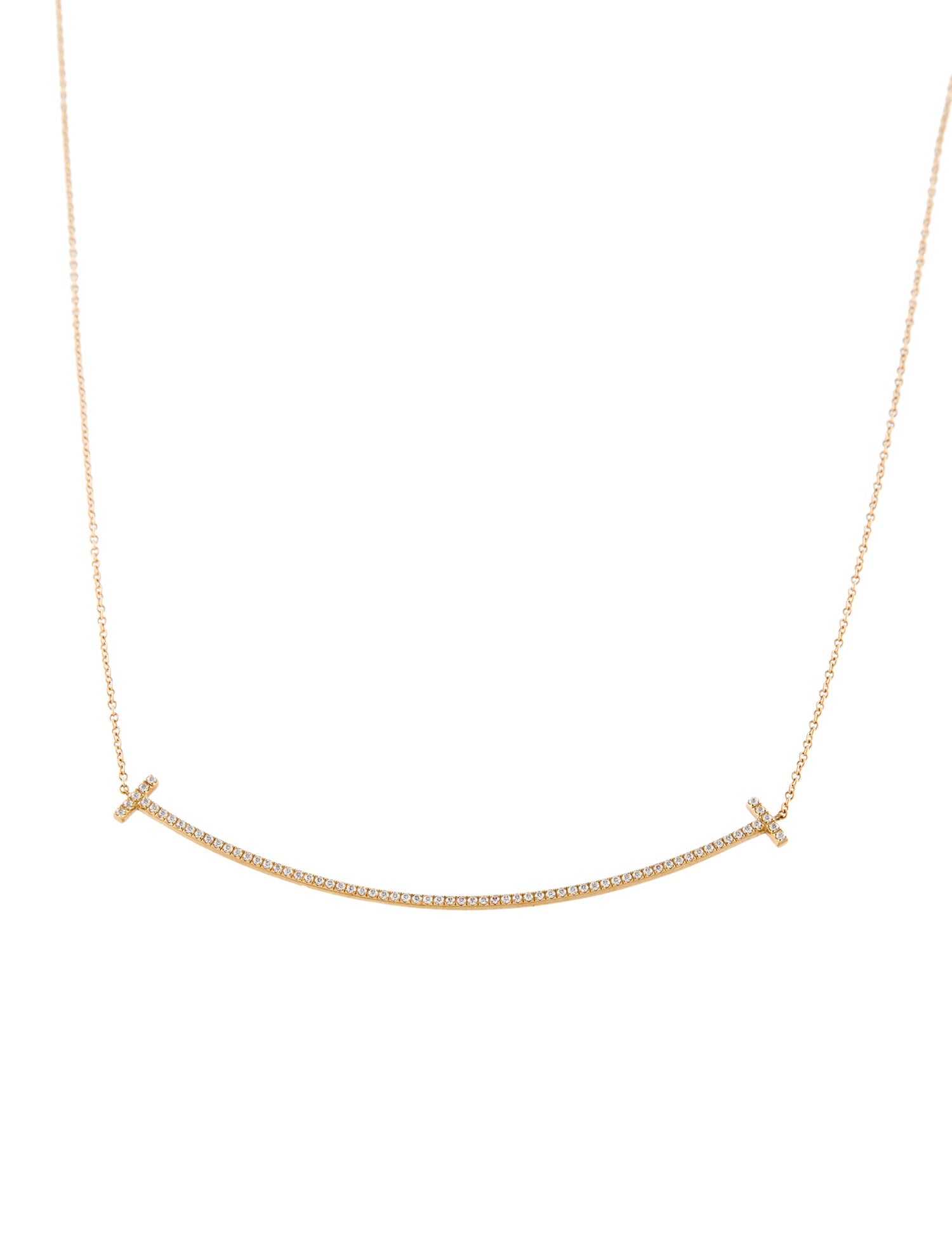 Tiffany & Co. 18K Diamond T Smile Pendant Necklace