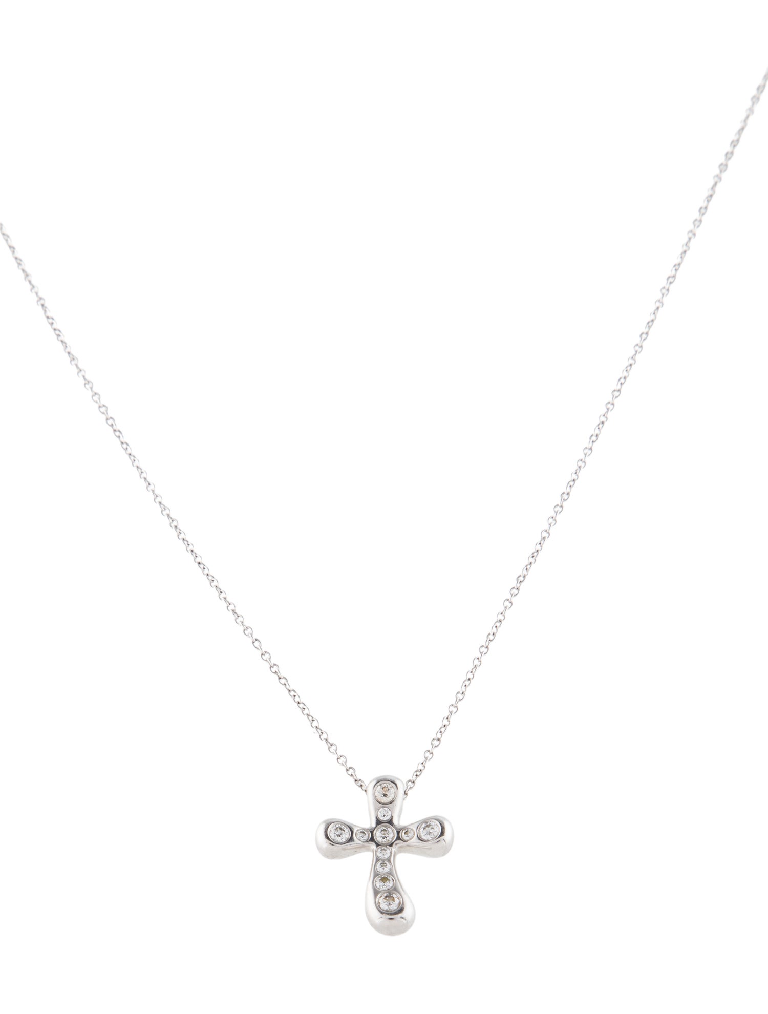 Tiffany & Co. Platinum Diamond Cross Pendant Necklace