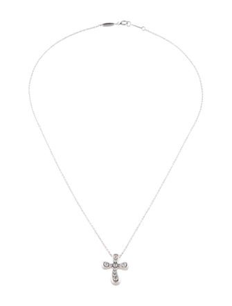 Tiffany & Co. Platinum Diamond Cross Pendant Necklace