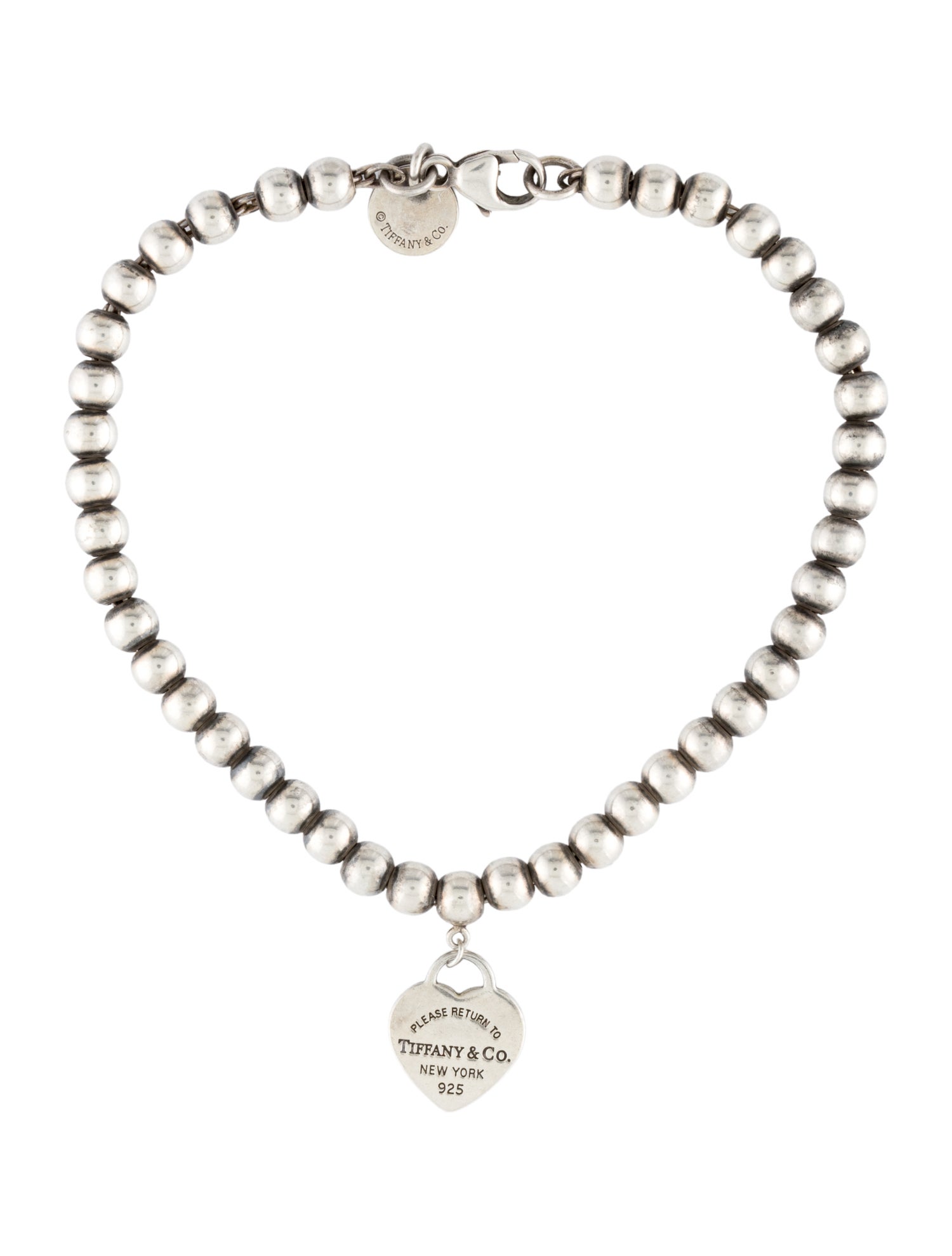 Tiffany & Co. Enamel Heart Tag Bead Bracelet