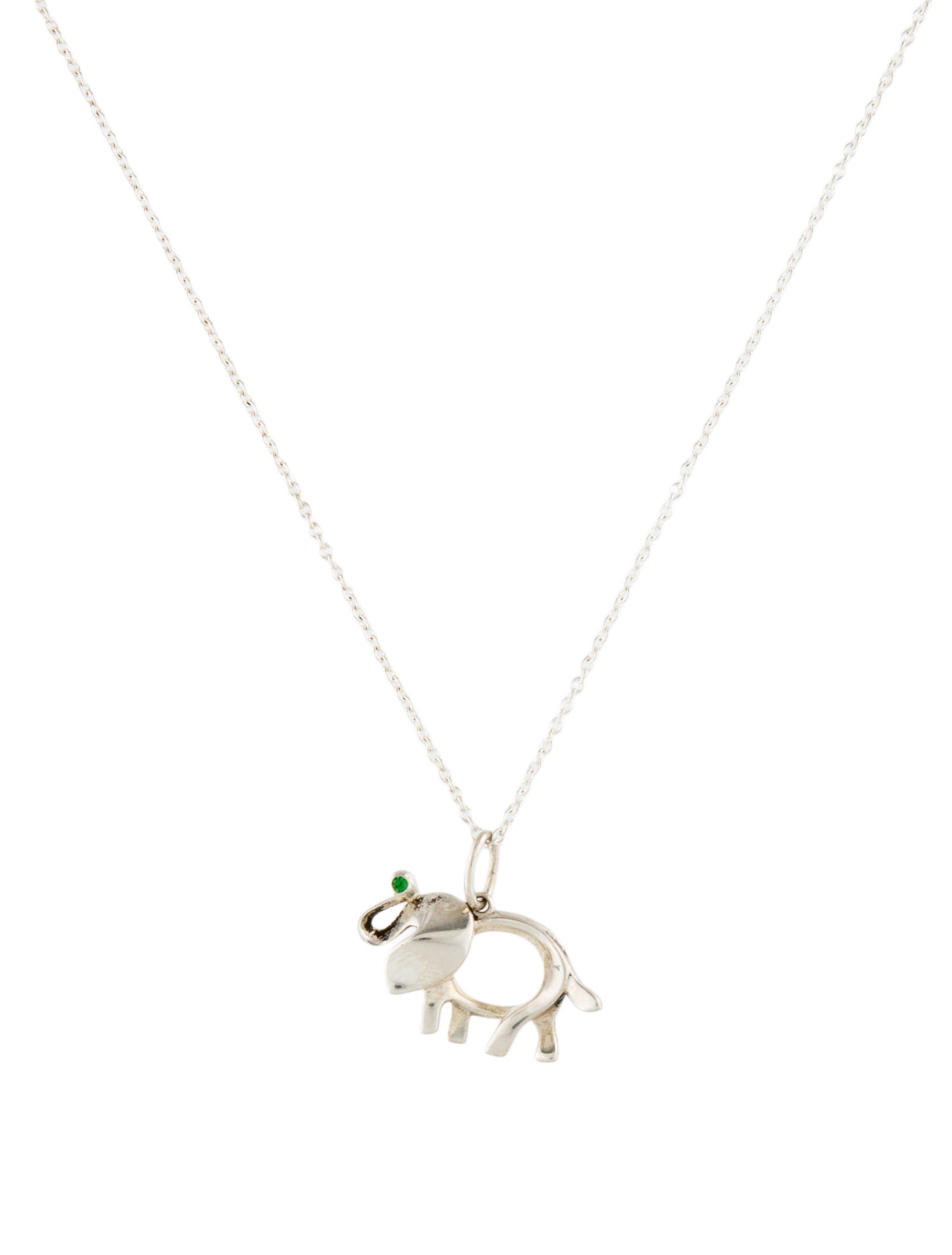 Tiffany & Co. Tsavorite Garnet Save the Wild Elephant Pendant Necklace