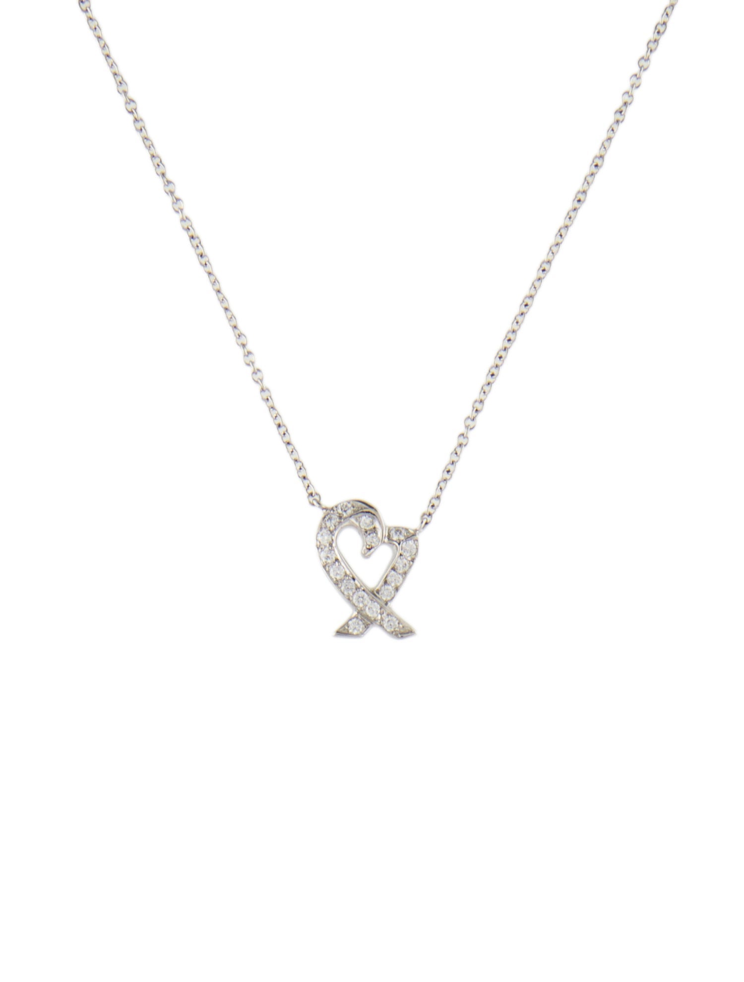 Tiffany & Co. Platinum Diamond Loving Heart Pendant Necklace