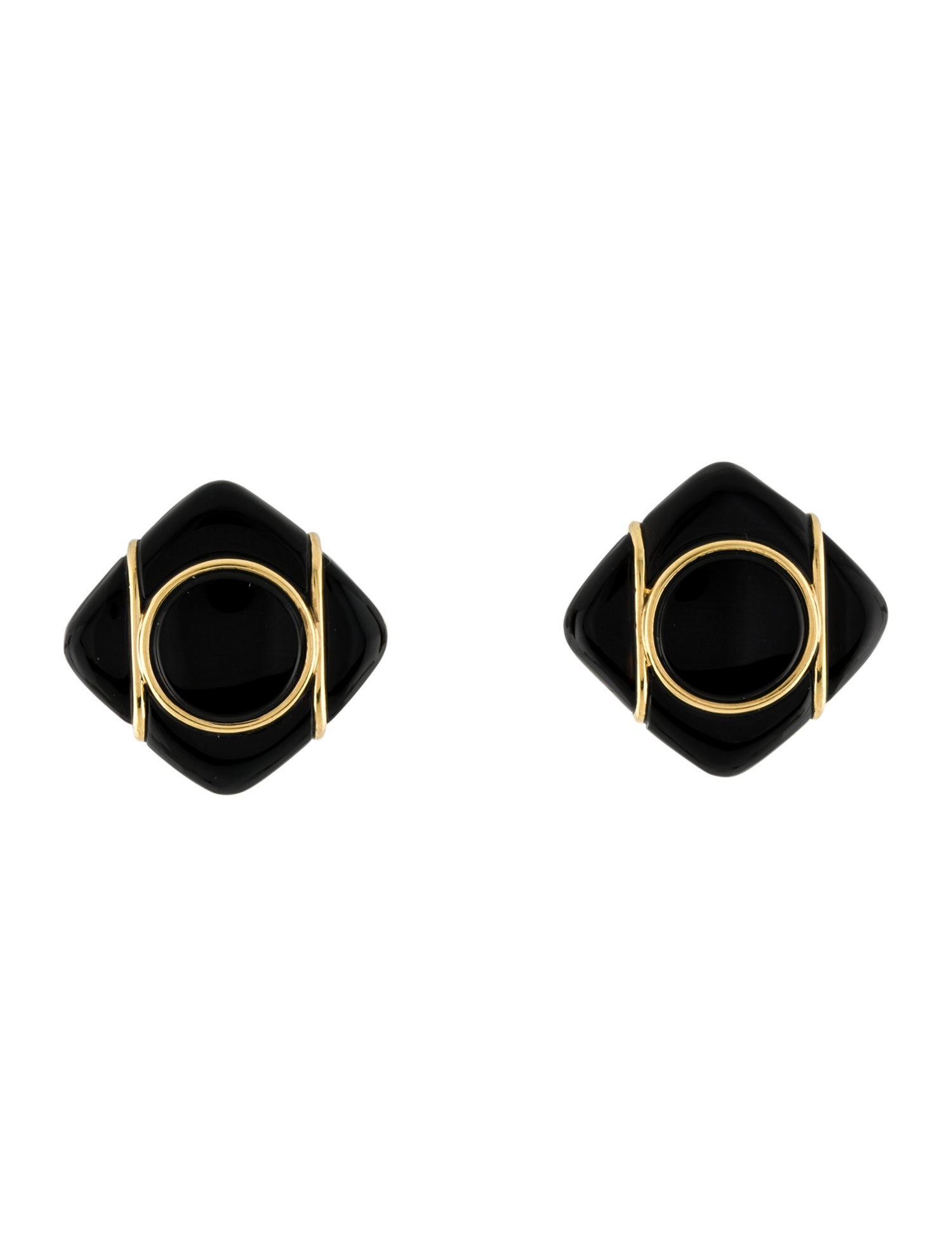 Tiffany & Co. Vintage 18K Onyx Clip-On Earrings