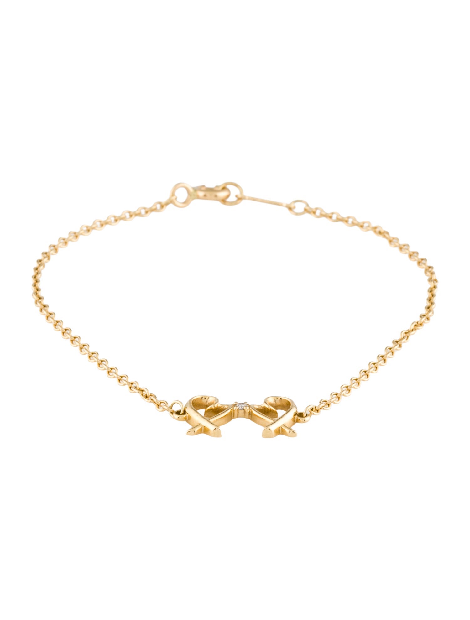 Tiffany & Co. 18K Diamond Double Loving Heart Bracelet