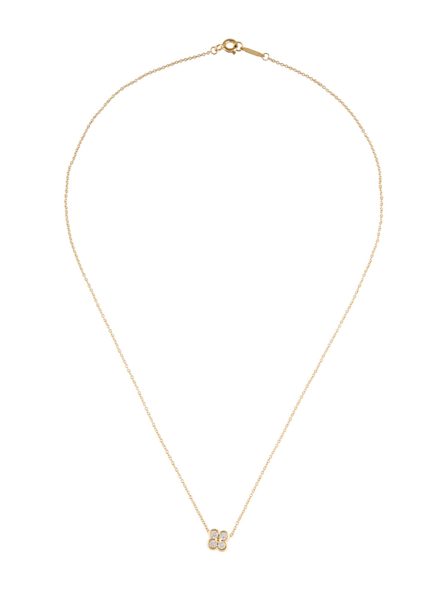 Tiffany & Co. 18K Diamond Flower Pendant Necklace