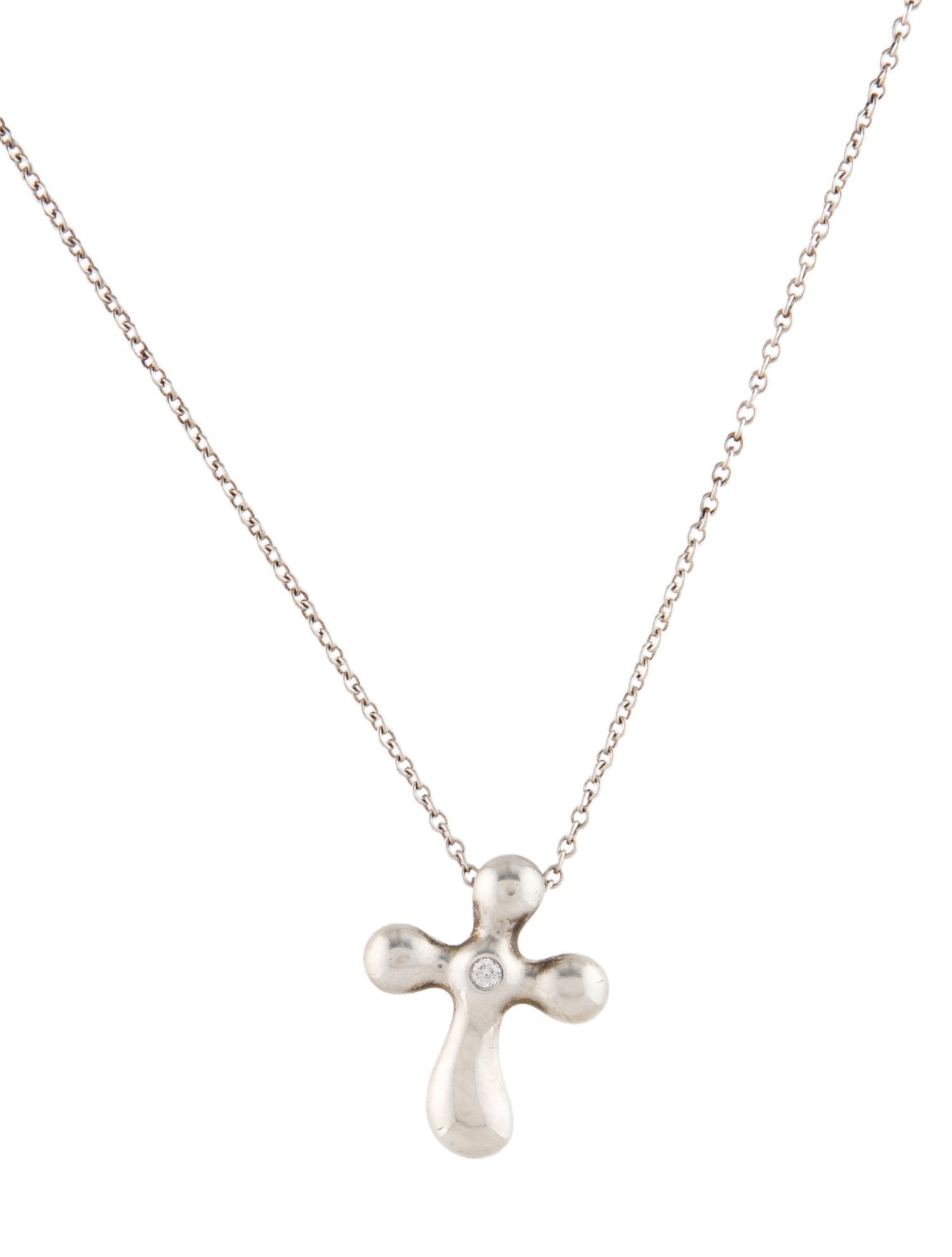 Tiffany & Co. Diamond Cross Pendant Necklace