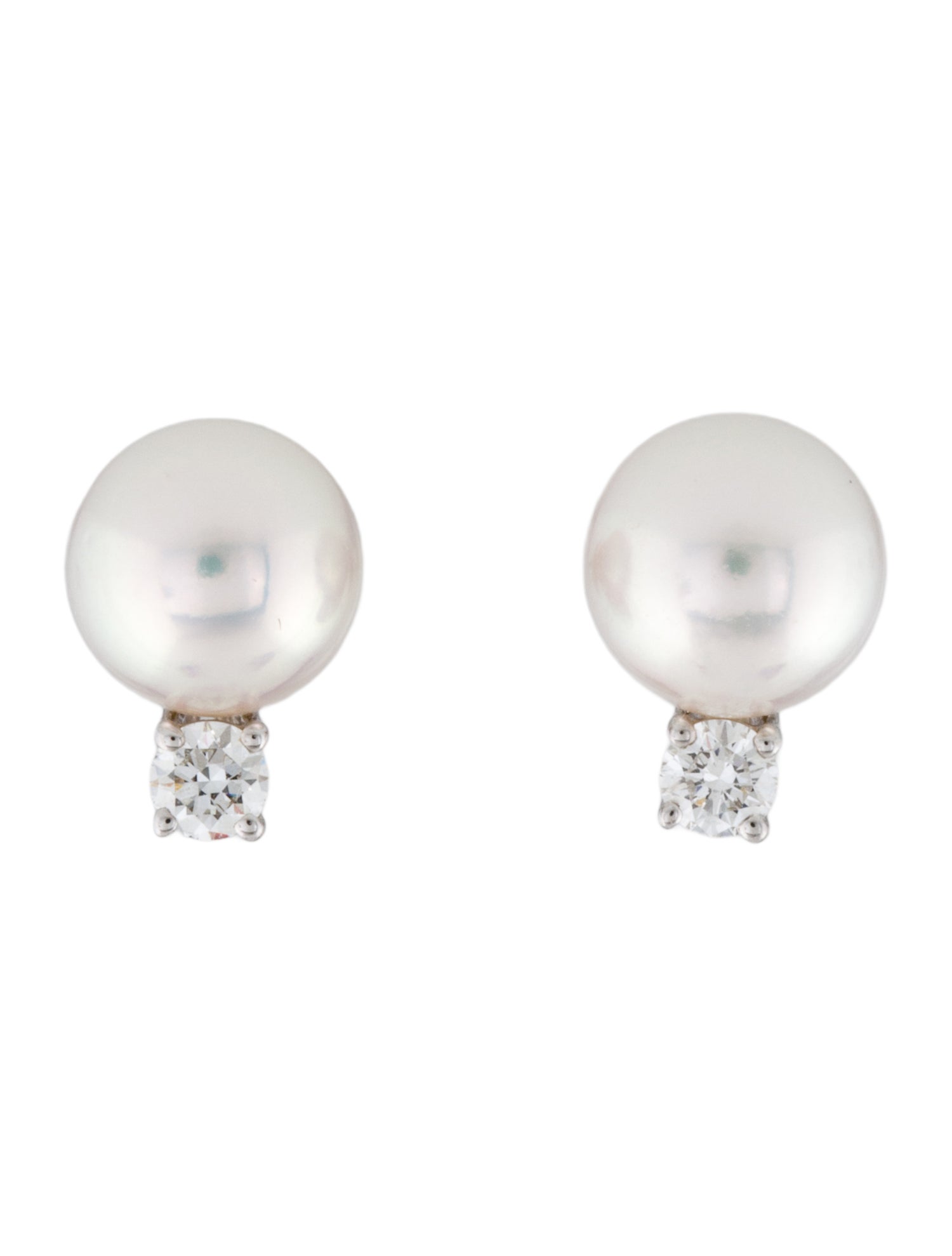 Tiffany & Co. 18K Pearl & Diamond Stud Earrings
