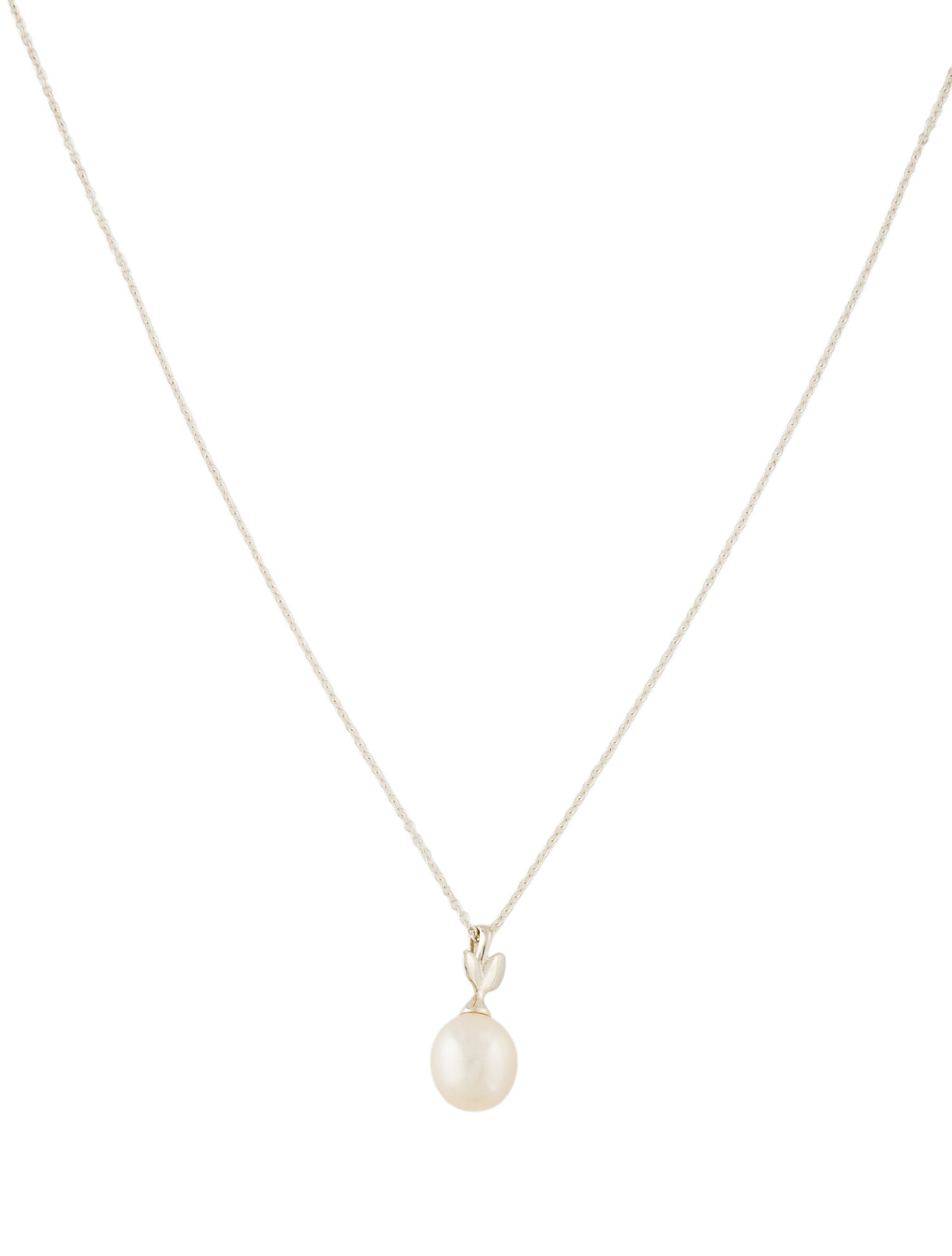 Tiffany & Co. Pearl Olive Leaf Pendant Necklace