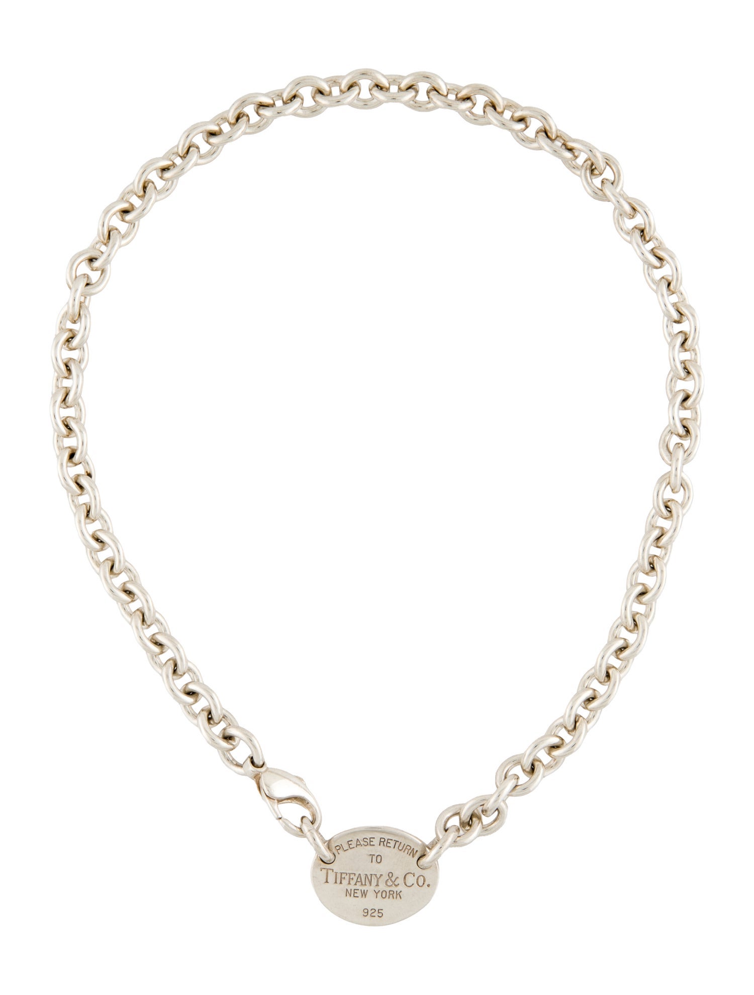 Tiffany & Co. Oval Tag Pendant Necklace