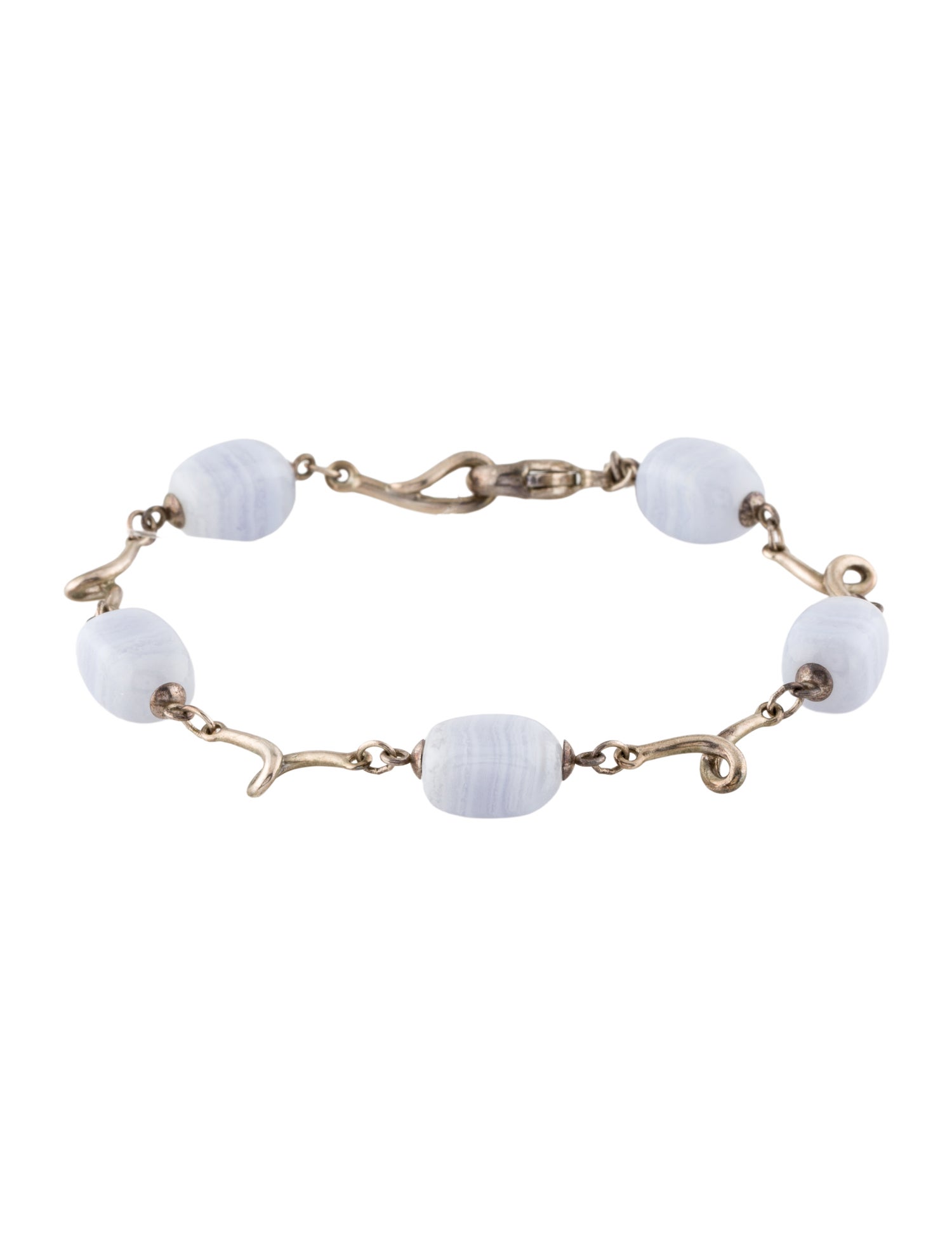 Tiffany & Co. Blue Lace Agate Bead Twist Station Bracelet