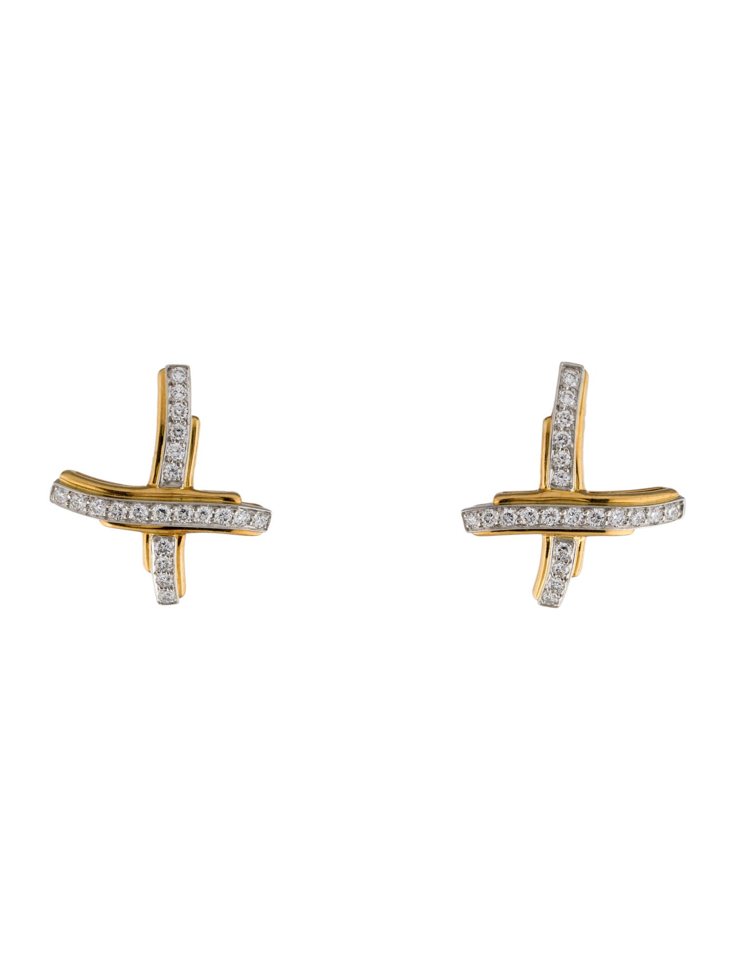 Tiffany & Co. Vintage 18K Diamond X Earclip Earrings
