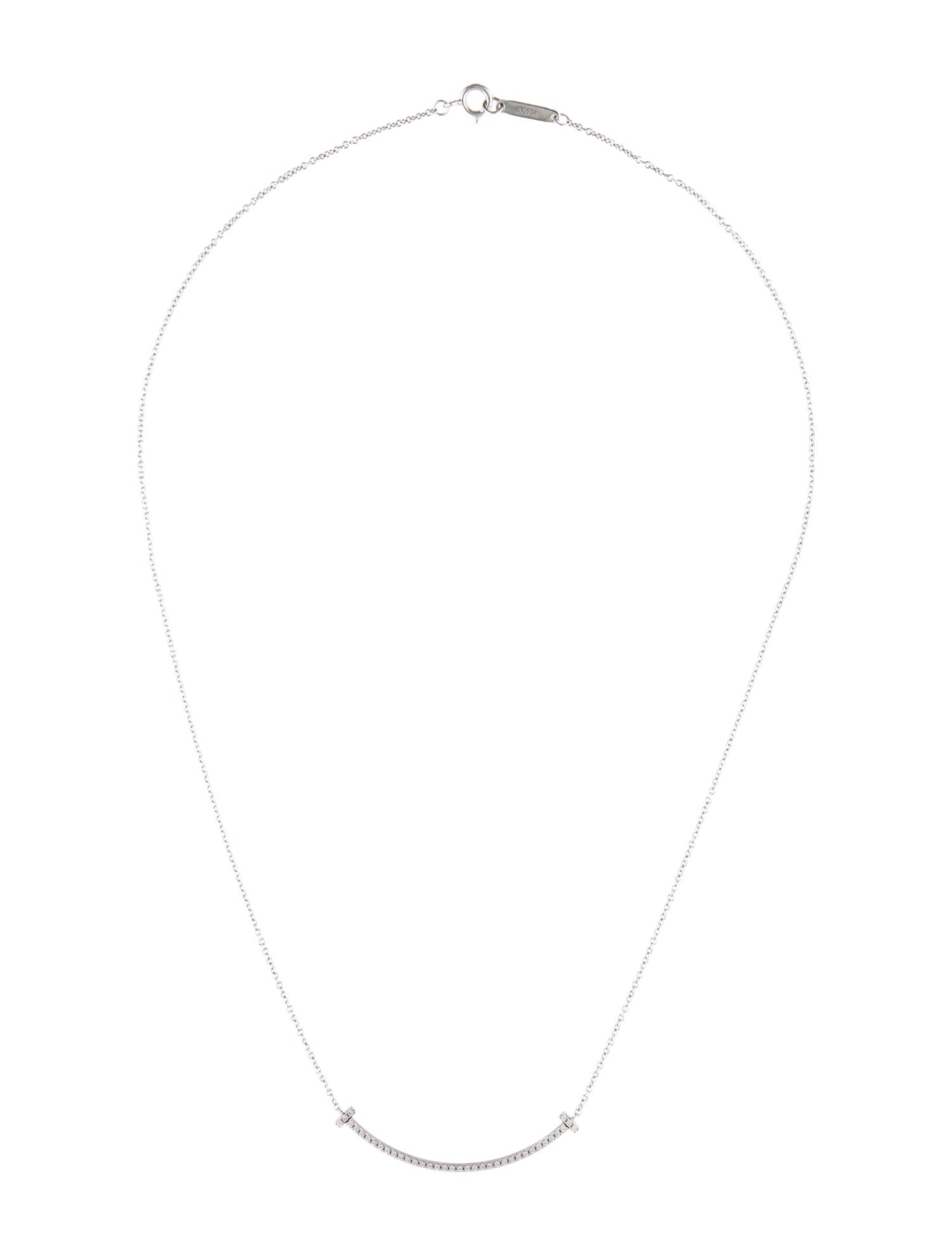 Tiffany & Co. 18K Diamond T Smile Pendant Necklace, Small