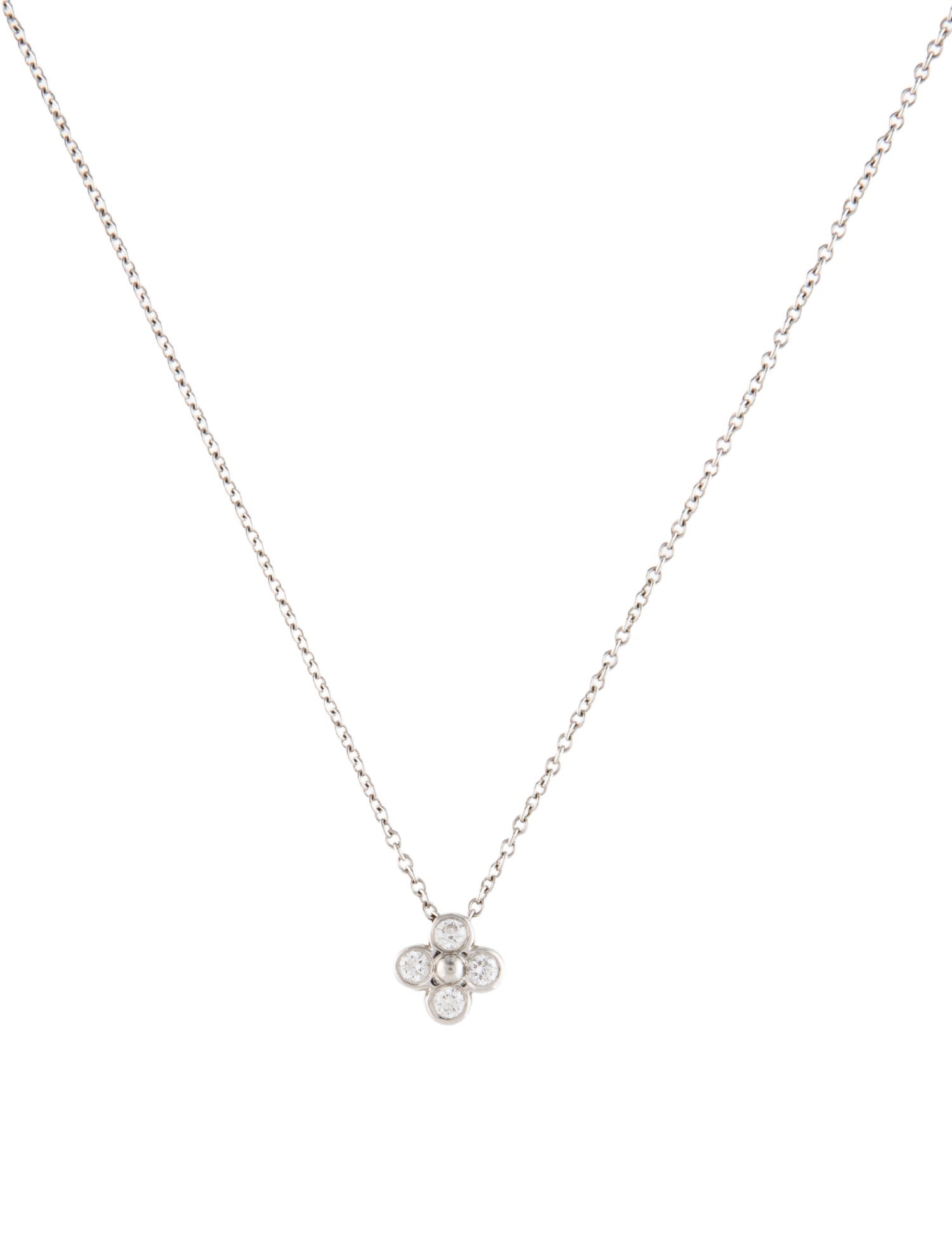Tiffany & Co. Platinum Diamond Lace Flower Pendant Necklace