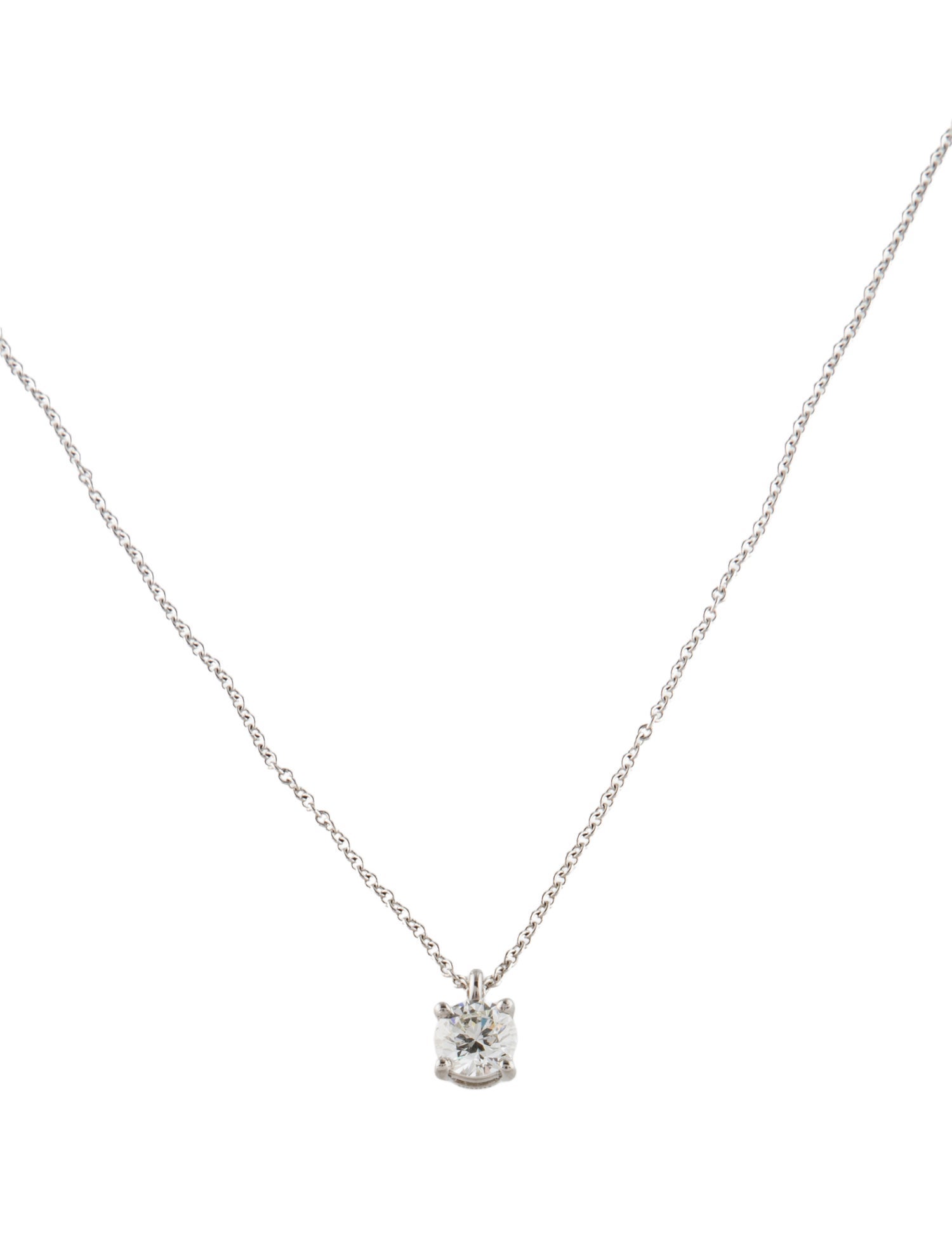 Tiffany & Co. Platinum Diamond Solitaire Pendant Necklace