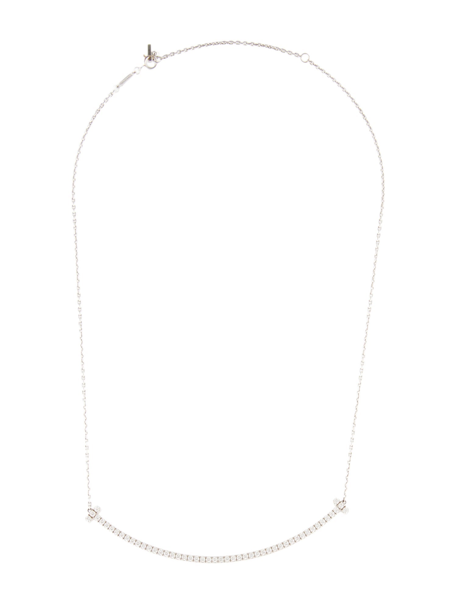 Tiffany & Co. 18K Diamond Extra Large Smile Pendant Necklace