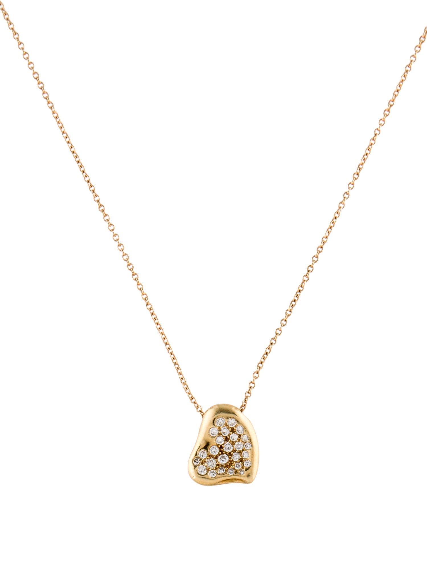Tiffany & Co. Vintage 18K Diamond Full Heart Pendant Necklace