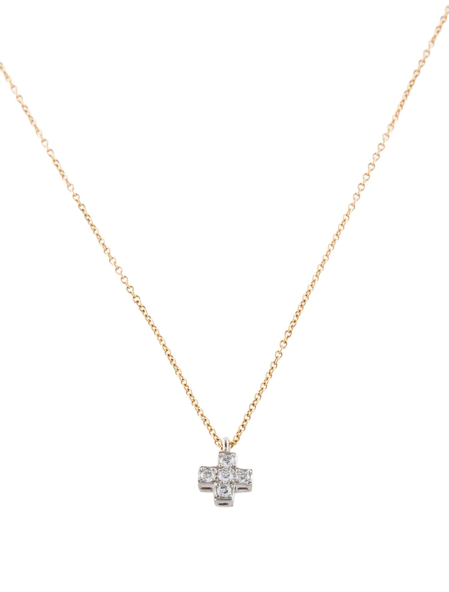 Tiffany & Co. Vintage Diamond Mini Cross Pendant Necklace