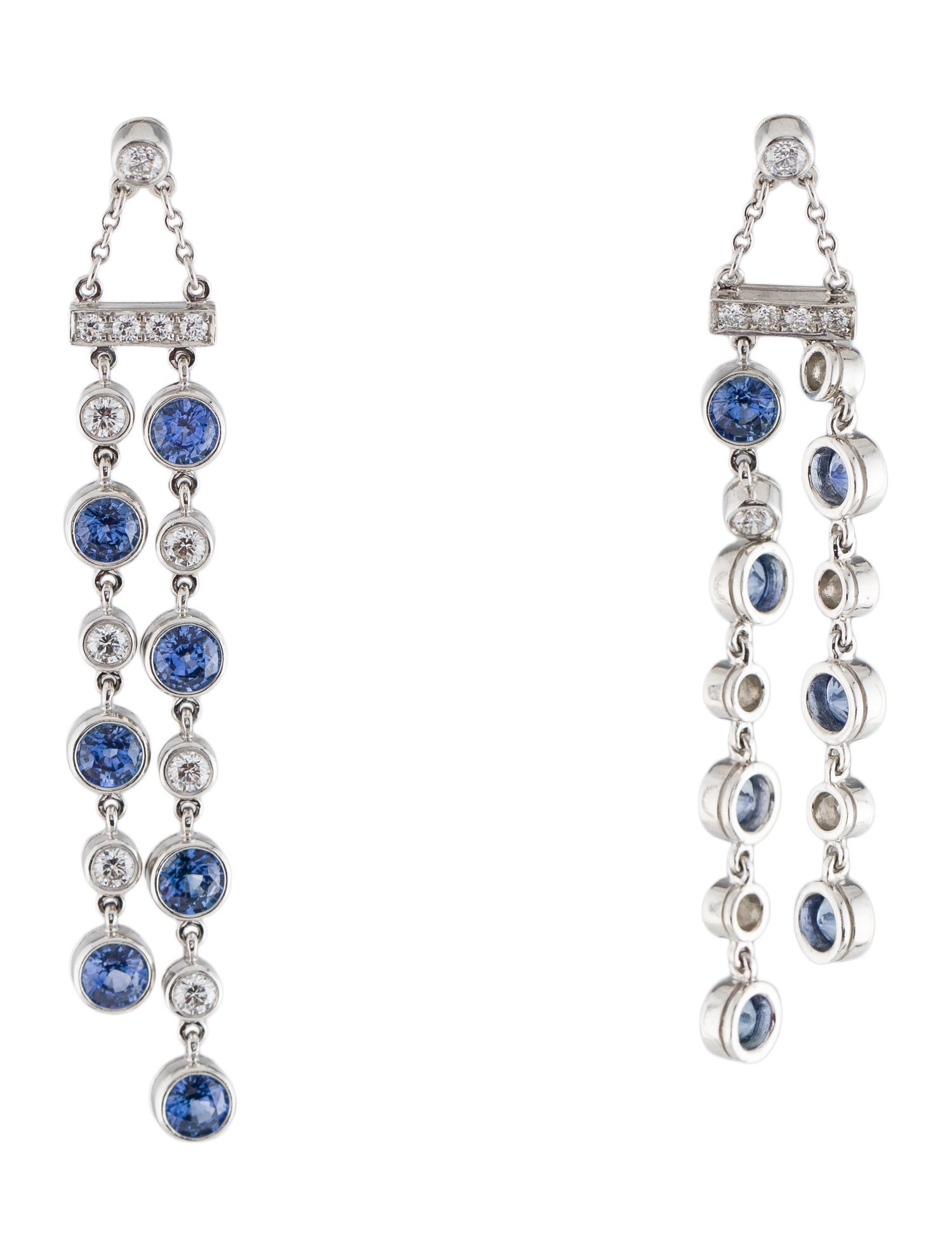 Tiffany & Co. Platinum 2.59ctw Sapphire & Diamond Double Jazz Drop Earrings