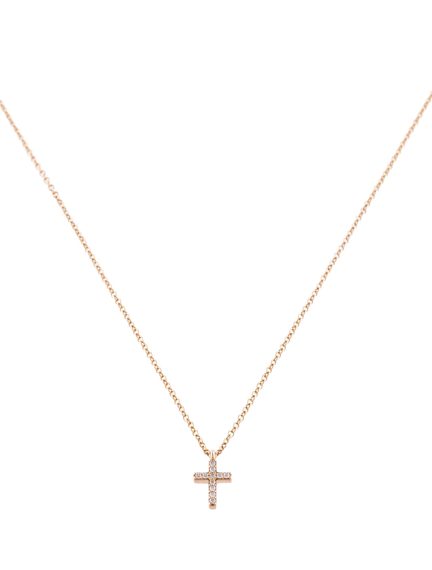 Tiffany & Co. 18K Diamond Mini Cross Pendant Necklace