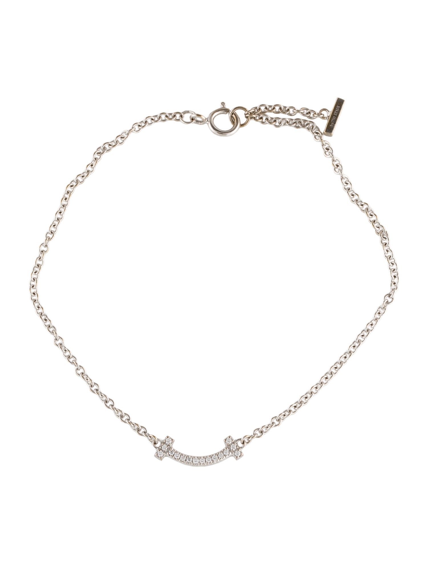 Tiffany & Co. 18K Diamond T Smile Bracelet