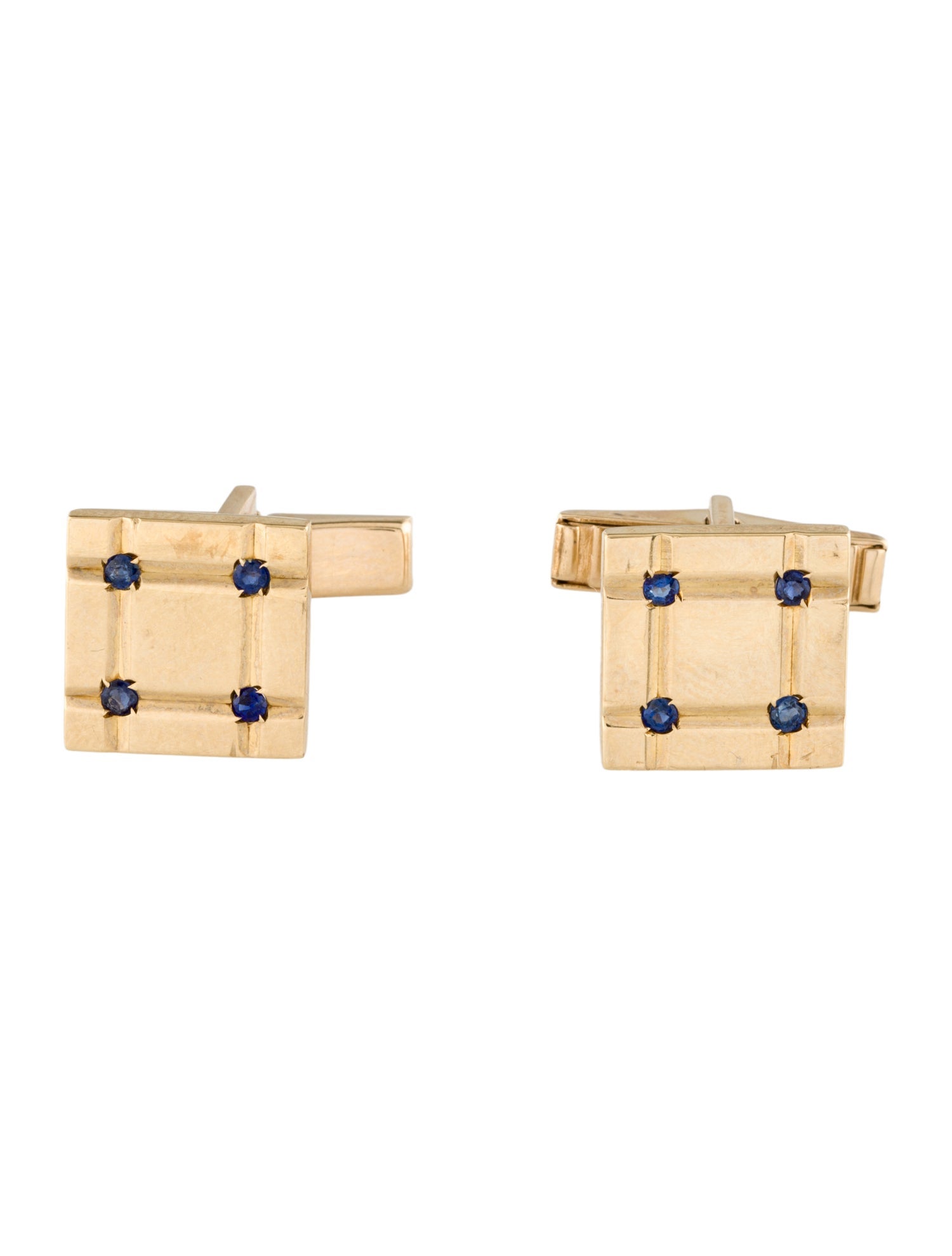 Tiffany & Co. Vintage 14K Sapphire Square Cufflinks