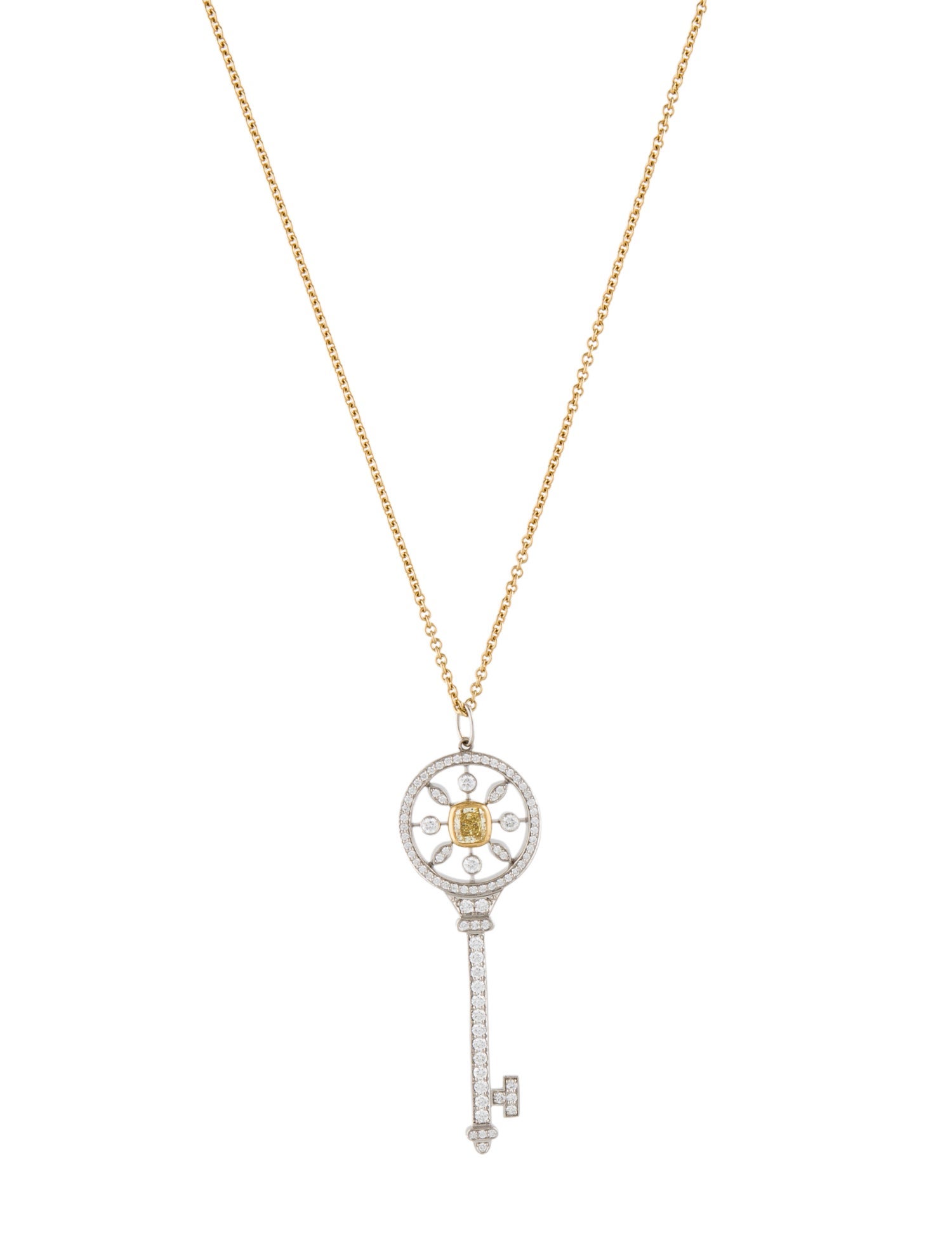 Tiffany & Co. Diamond Key Pendant Necklace