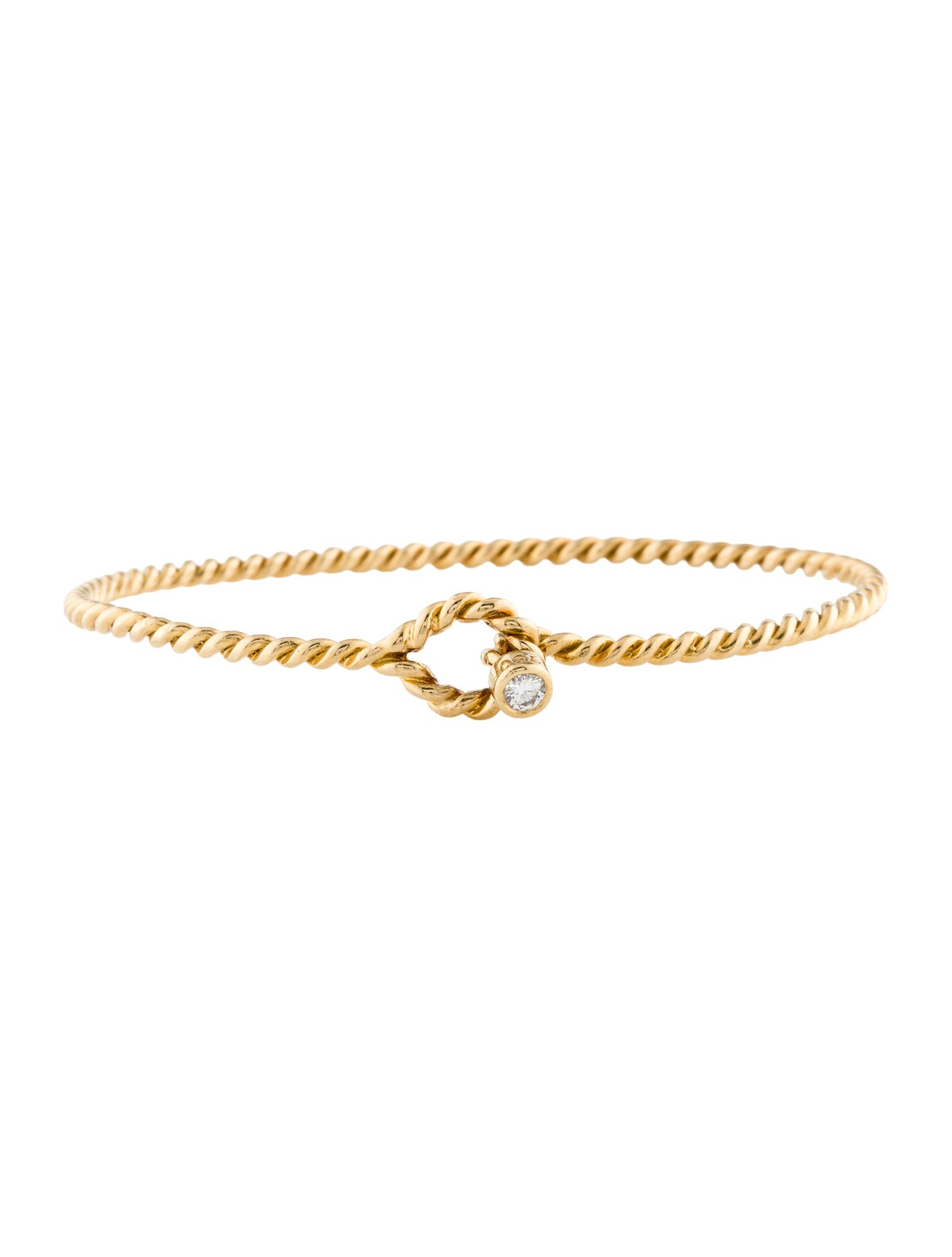 Tiffany & Co. Vintage 18K Diamond Rope Twist Bangle Bracelet