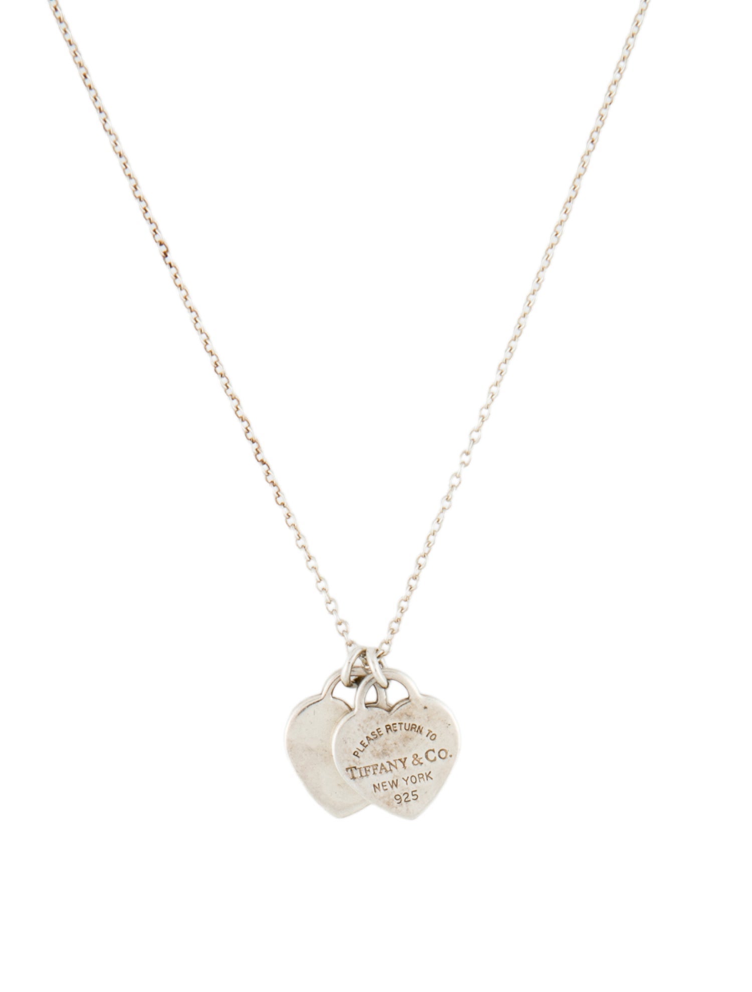 Tiffany & Co. Mini Double Heart Tag Pendant Necklace
