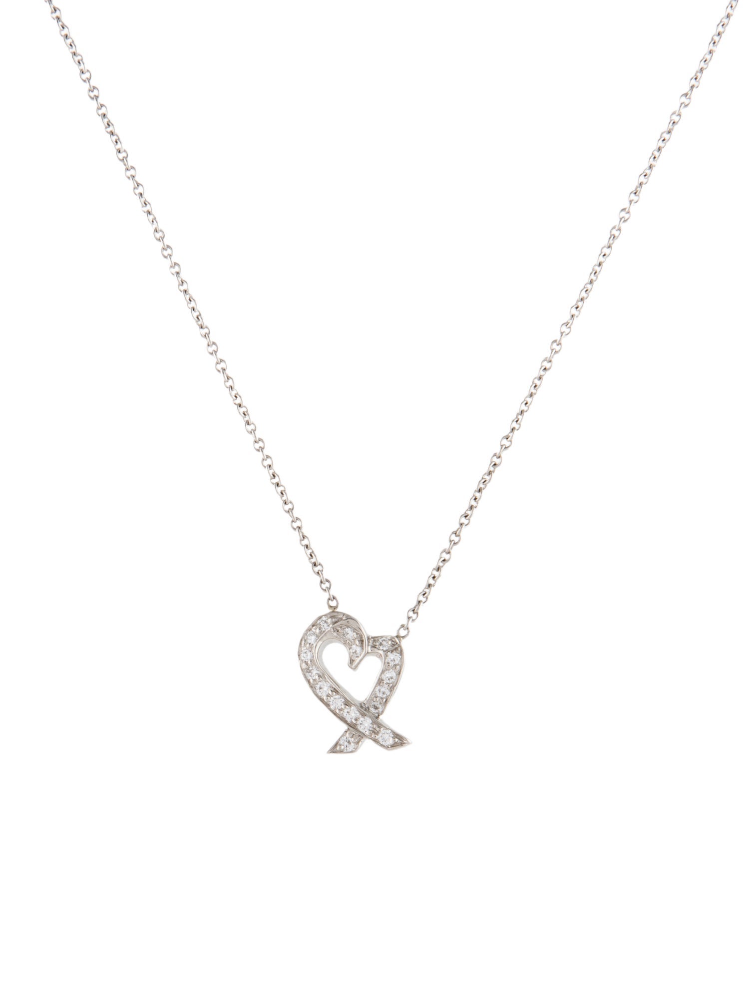 Tiffany & Co. Platinum Diamond Loving Heart Pendant Necklace