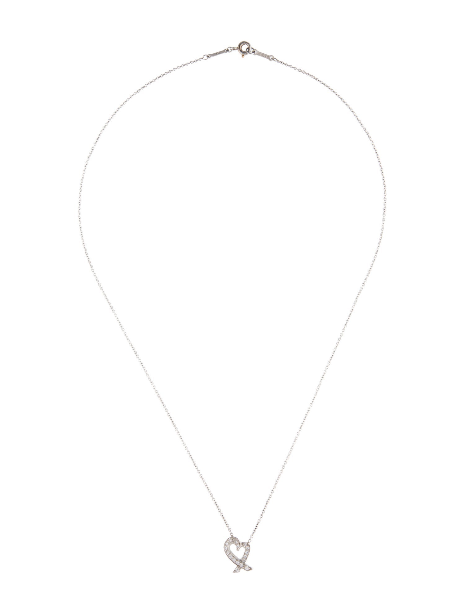 Tiffany & Co. Platinum Diamond Loving Heart Pendant Necklace
