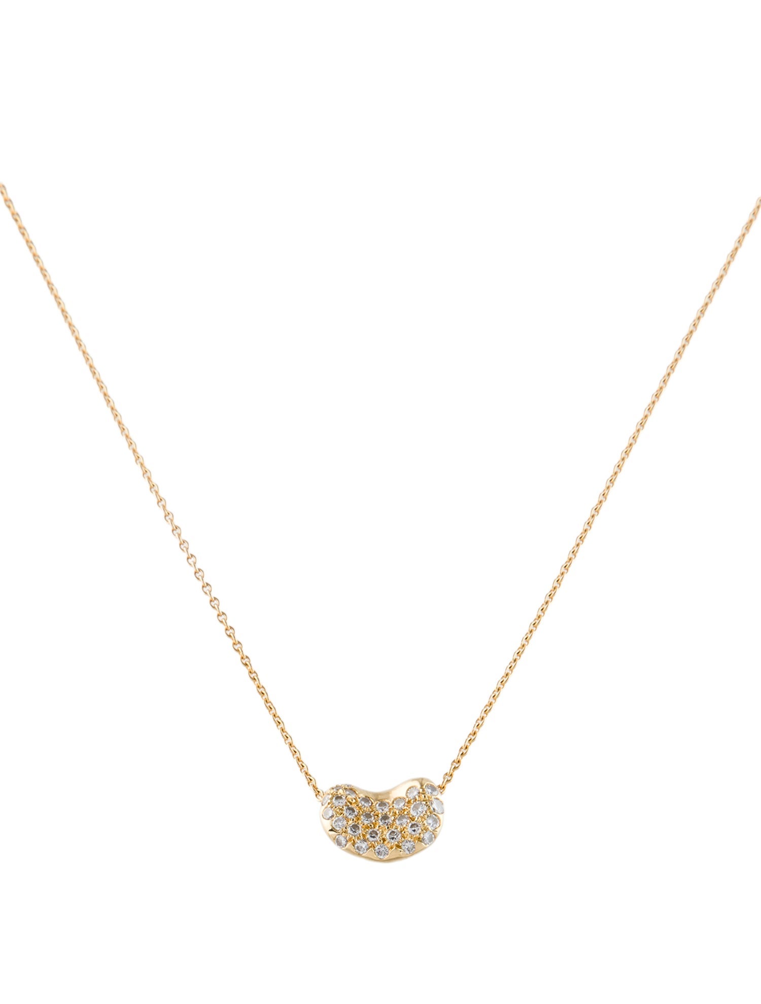 Tiffany & Co. Vintage 18K Diamond Bean Design Pendant Necklace