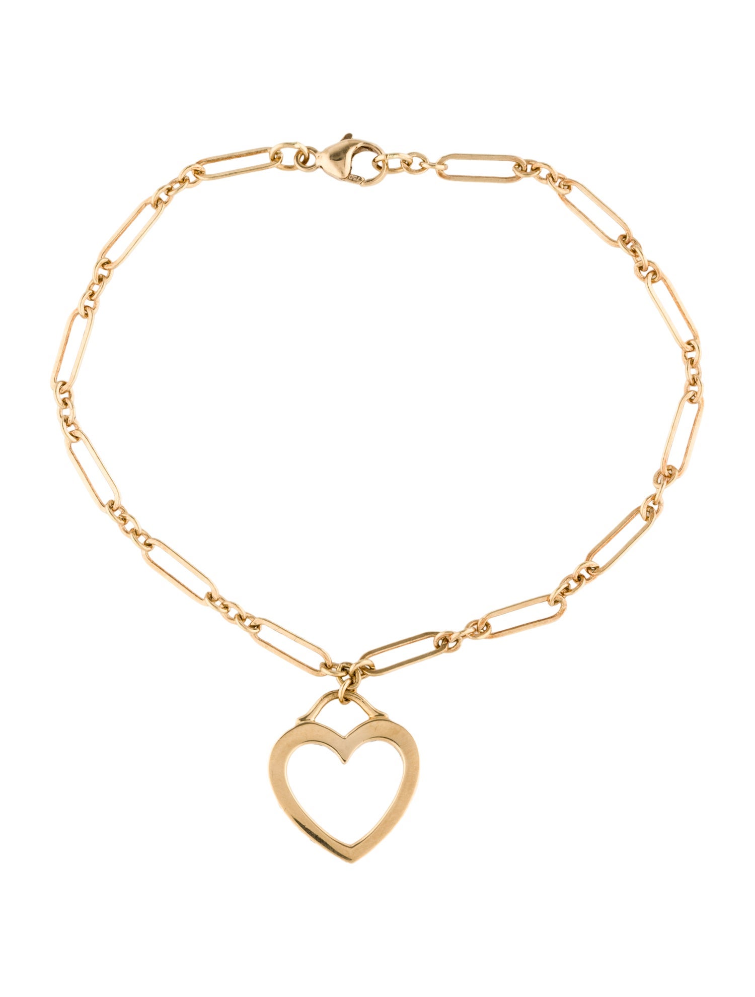 Tiffany & Co. 18K Open Heart Charm Bracelet