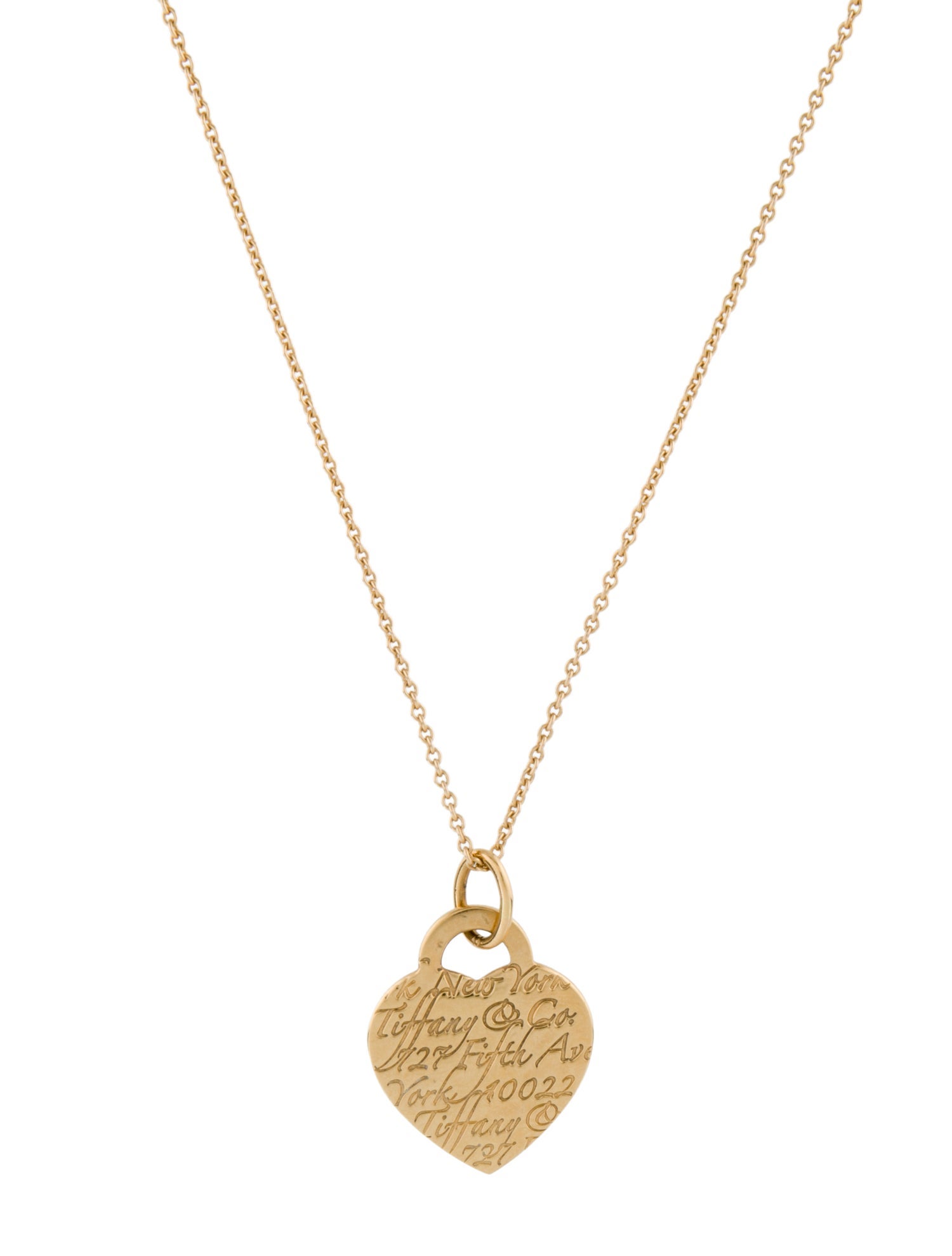 Tiffany & Co. 18K Heart Tag Pendant W / 14K Unbranded Chain Necklace