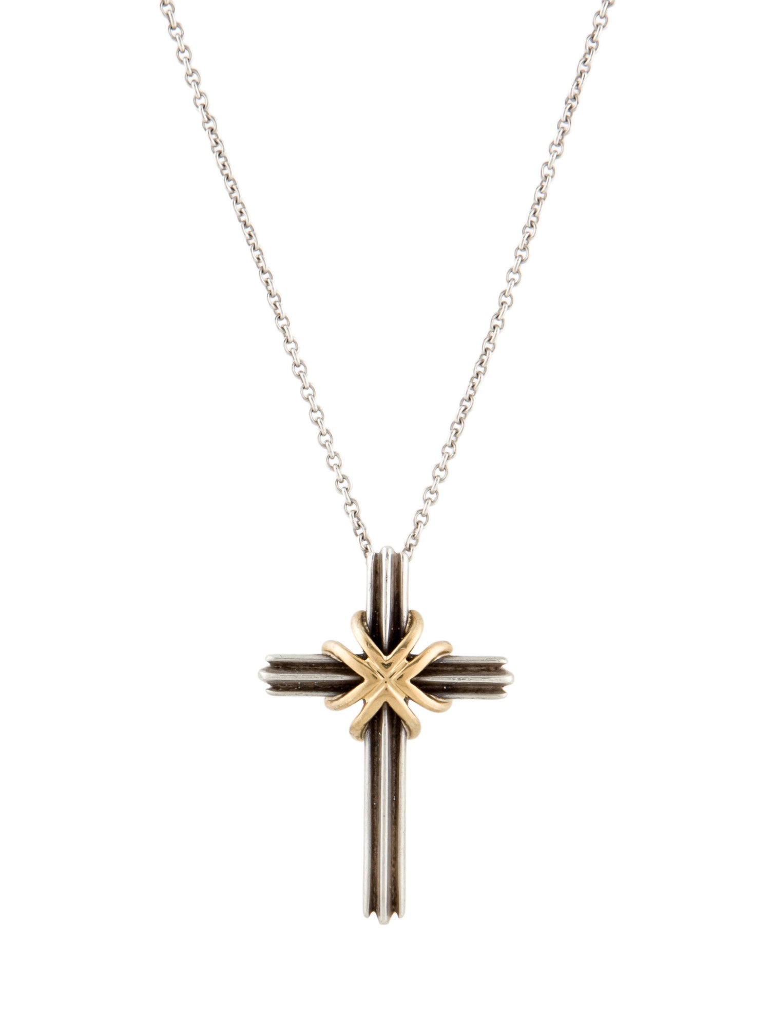 Tiffany & Co. Two-Tone Cross Pendant Necklace